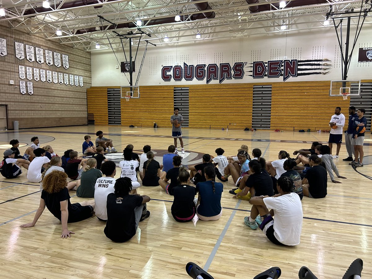 Big thank you to our very own Jaizec Lottie (<a href="/baLLtiLLifaLL01/">Jaizec Lottie</a>) for stopping by our 7th/8th grade camp today! He spoke on his basketball journey and what it meant to be a Cougar. Last day of camp tomorrow! #WeAreCT