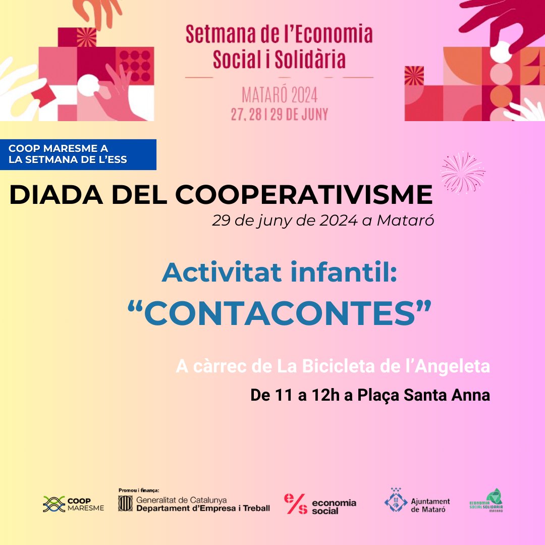 🍎 Dissabte a la Plaça Santa Anna de #Mataró, matí i migdia d'activitats infantils!