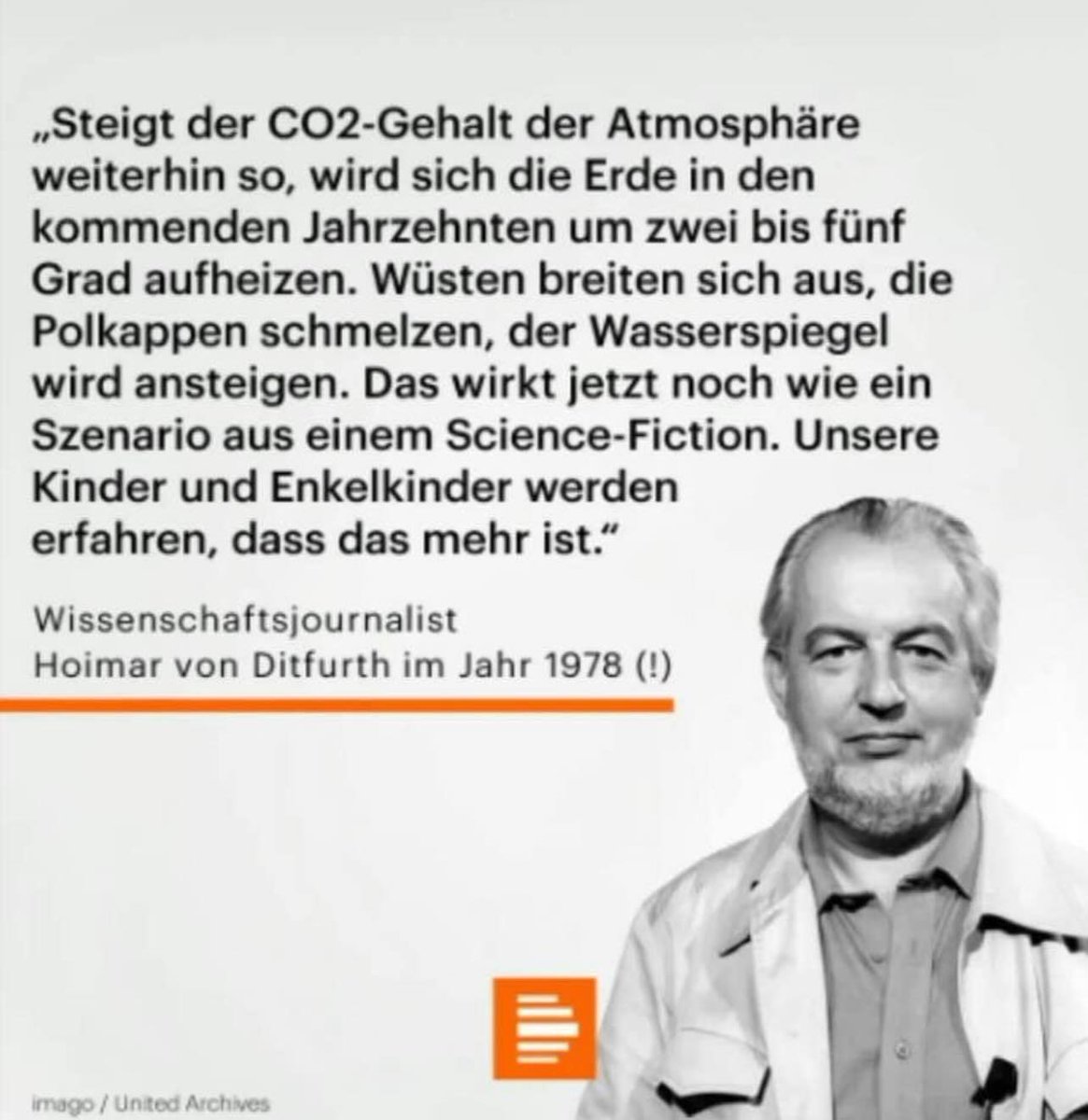 Frentzhart2's tweet photo. 1978 hat Hoimar von Ditfurth bereits die Folgen des #Klimawandel/s vorhergesagt
Seitdem wurde verdrängt verdrängt verdrängt...
#ClimateActionNow 
#Klimakatastrophe https://t.co/v0JiJfXzrB
