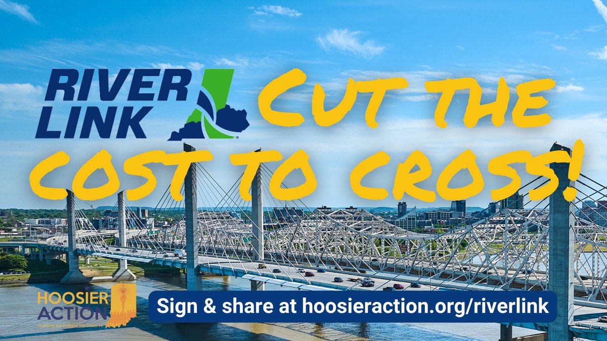 HoosierAction's tweet image. Join us in demanding #RiverLink Cut the Cost to Cross! We shouldn’t be nickel &amp;amp; dimed just to get to work, doctor’s appointments, or to visit a loved one over the bridge! Sign &amp;amp; share 👇✍️

hoosieraction.org/riverlink/