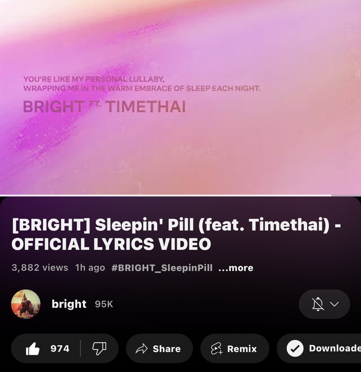 bbxrxs's tweet photo. ฝากสตรีมต้นฉบับ ที่มี [BRIGHT] ข้างหน้าด้วยนะคะ ของแทร่ต้องจากช่อง onlyonebright ลิงก์นี้เลยทุกคน https://t.co/lNJ0SGyOAy ยังไงฝากกดไลก์กดแชร์ช่องบอสไบร์ทเผื่ออนาคตมีผลงานอะไรใหม่ด้วยนะคะ ใกล้โล่เงินแล้วแสนซับอีกไม่ไกล 🙌🏽💪🏽
#bbrightvc @bbrightvc 
#Sleepinpill 
#BRIGHT_SleepinPill https://t.co/SfKAR5gyGc