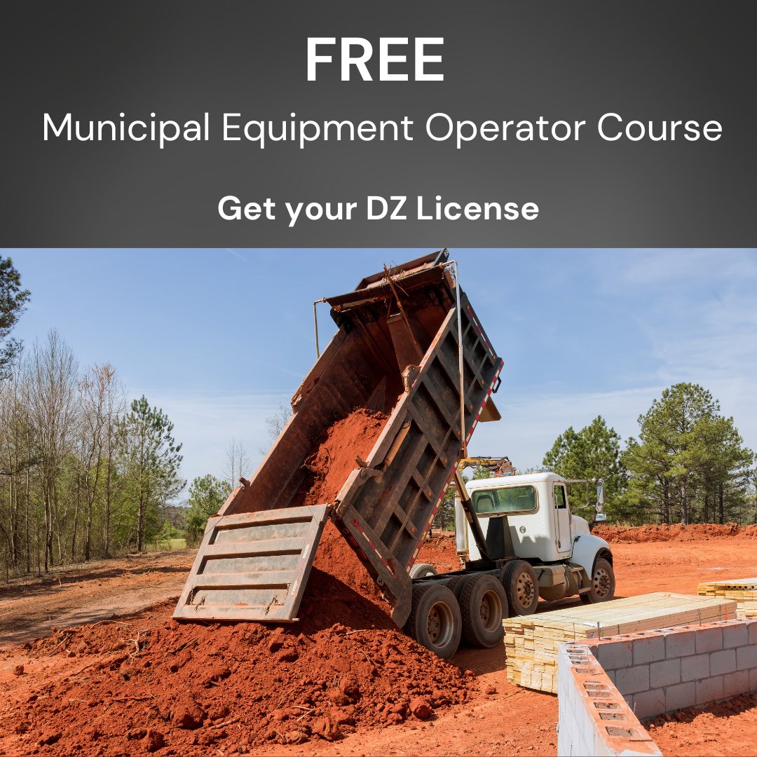 FREE Municipal Equipment Operator course! This course is a 10-week micro-certification course through Fanshawe College and AORS, where students will learn the basics of municipal public works operations and obtain their DZ license! Learn more at aors.on.ca/municipal-equi…