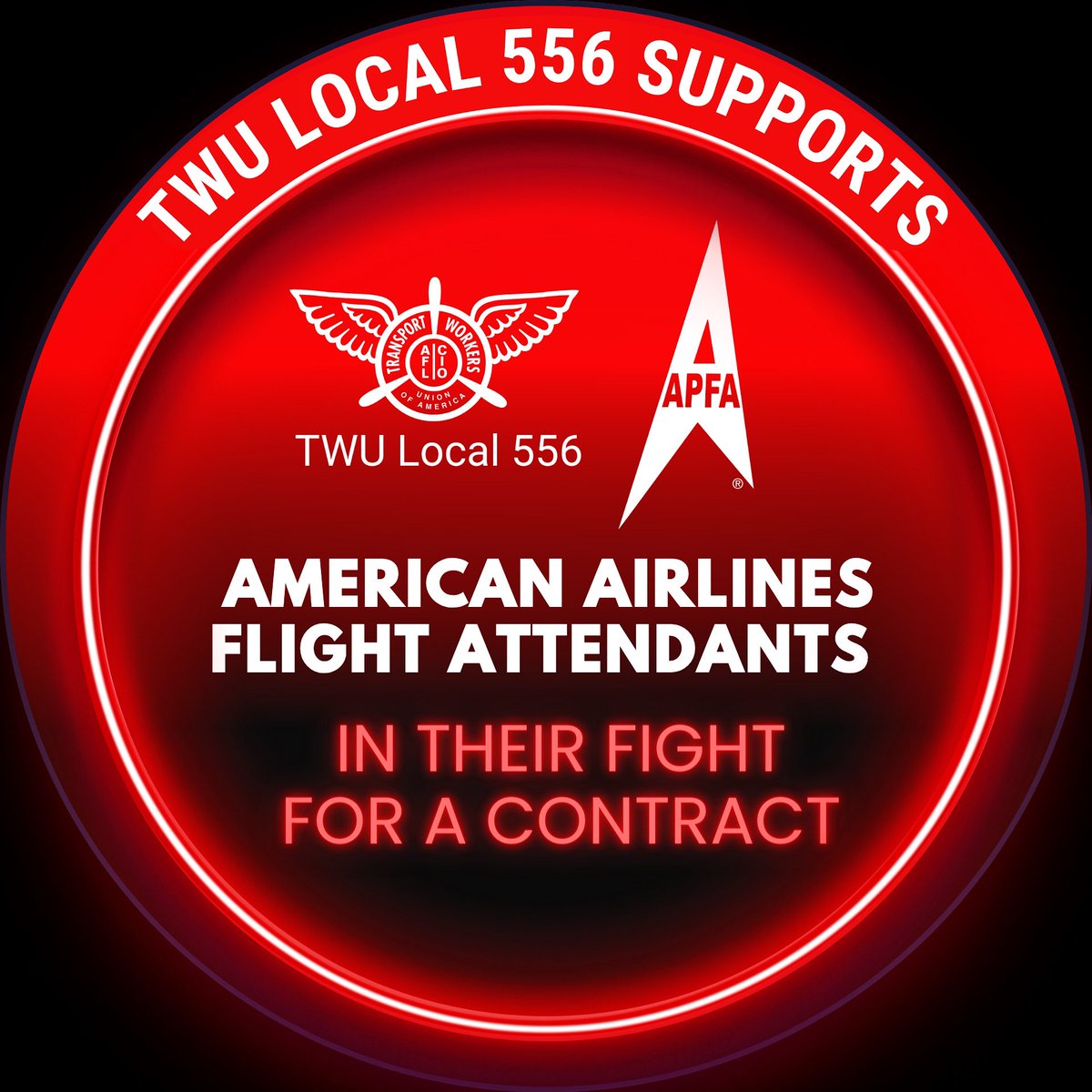 TWU Local 556 supports our Union Family at @Americanair and @apfaunity as they continue to fight for the Contract they deserve #1u #apfaunity #strike