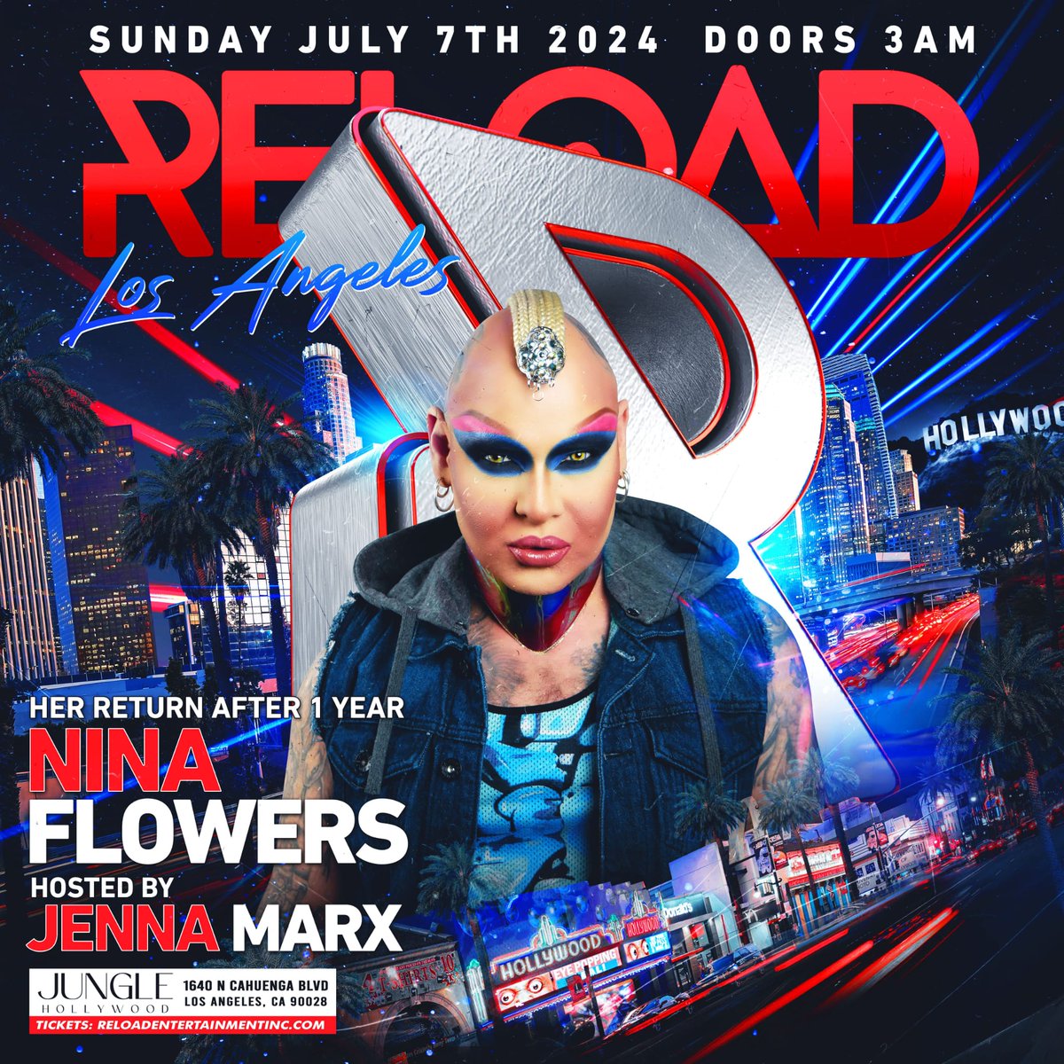 DJNinaFlowers1's tweet photo. I'm coming home! It's been way to long.
I can't wait to see everyone π
Get your tickets in advance
https://t.co/Lztvaqhffl
#reload #reloadafterhours #reloadla #ninaflowers #djninaflowers #rupaulsdragrace #rupaulsdragraceallstars #nightlife #afterhours #circuitparty https://t.co/MCSFOjUACL