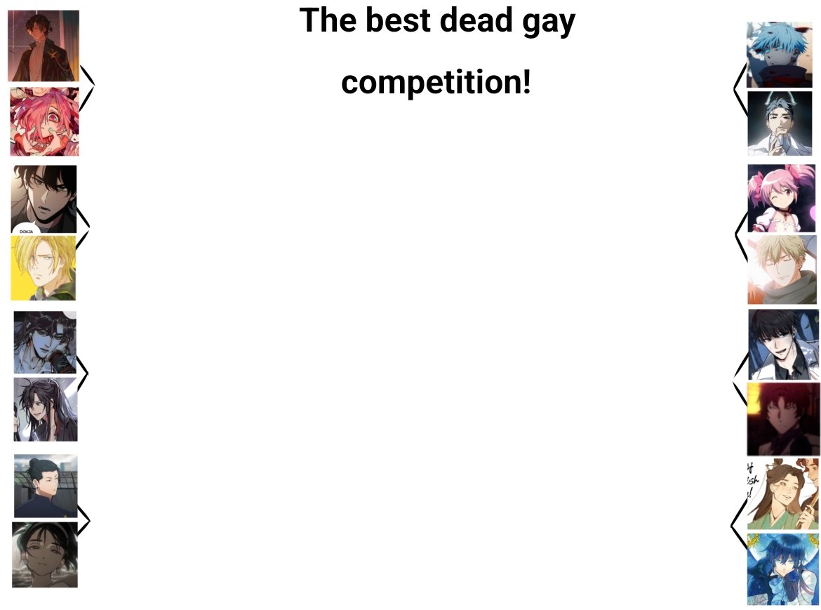 Best gay deceased character competition!
(Left side)