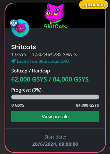 Manuel_GSYS's tweet photo. Pay attention to $SHATS @ShitCats_ Pre-sale available in @powadap on @GenesysChain $GSTS https://t.co/DzuKiFqeEJ