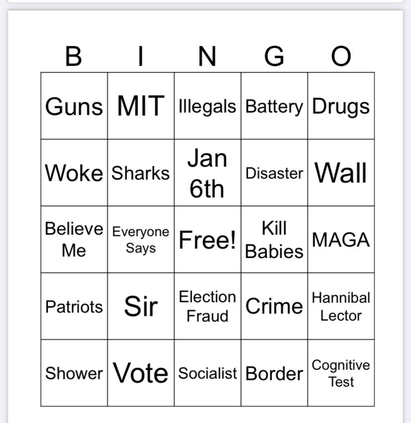 DevinCow's tweet photo. BINGO cards for tonight https://t.co/hbaBkGFJYX