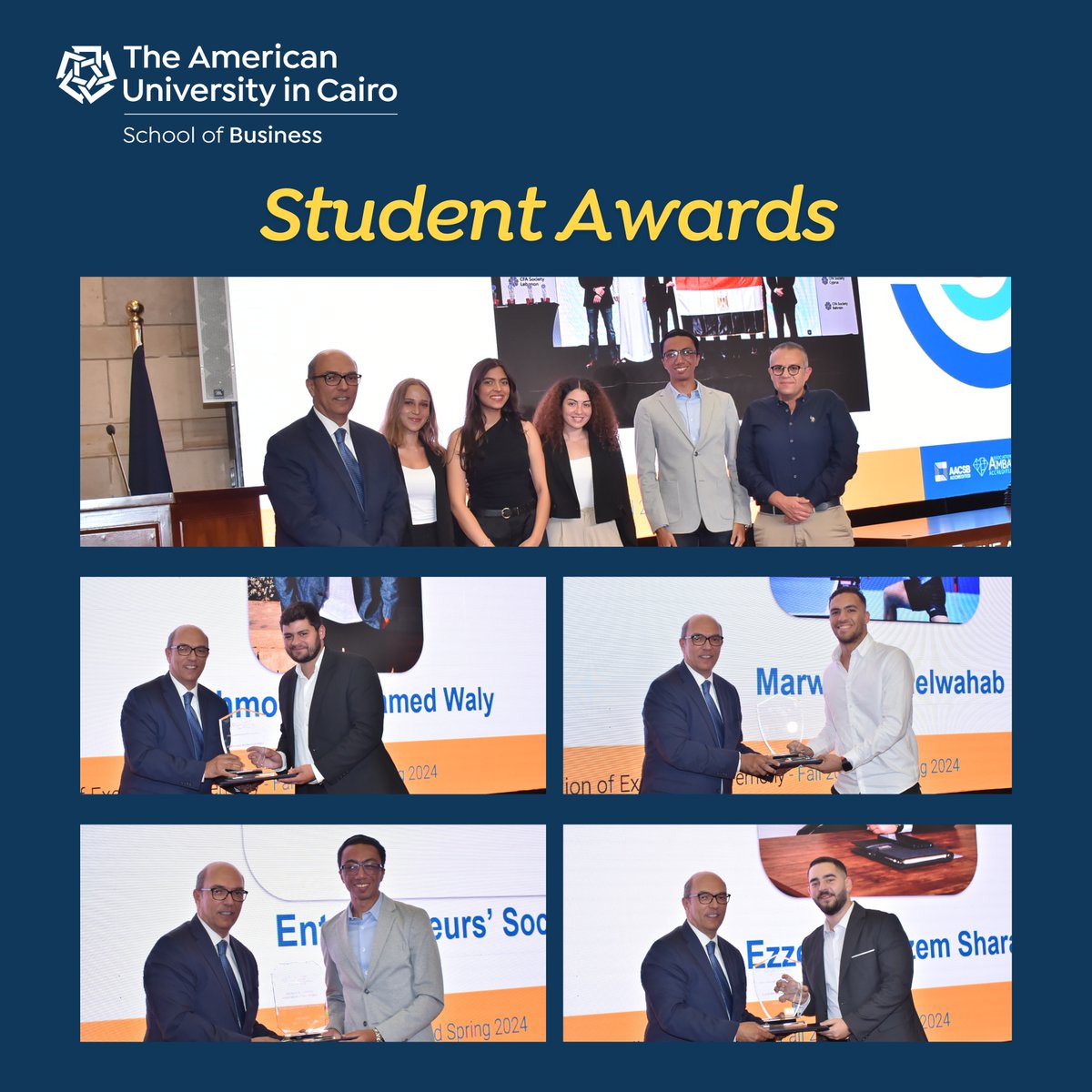 AUC_Business's tweet image. Celebrating a night of stars at the REC Awards! From academic brilliance to sports excellence and global explorations, our students shine in every arena. Congratulations to all our achievers who inspire us with their passion and perseverance.  @SherifHKamel  #StudentAwards
