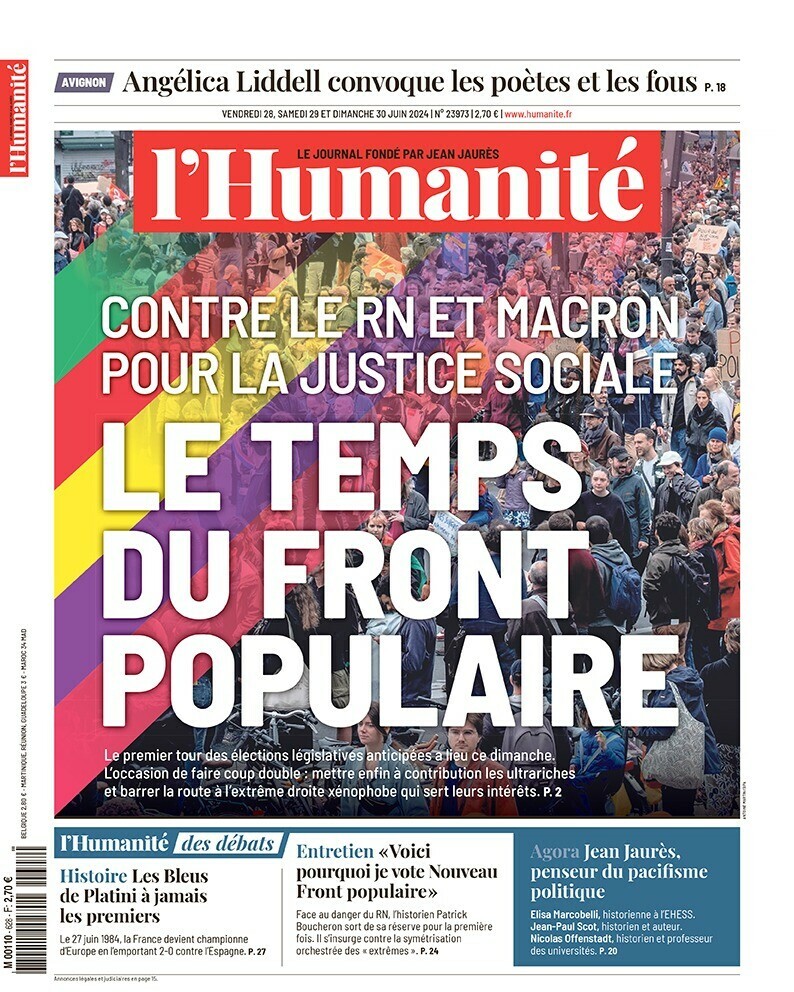 humanite_fr's tweet photo. L’Humanité du 28 juin. 
Le temps du Nouveau Front populaire !
📰 https://t.co/ik1sB6Nzaw https://t.co/xNOFQHgiho