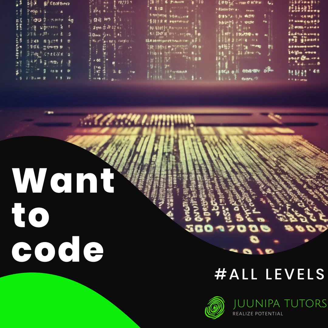 Want to learn how to code or design games?
Interactive and fun tuition for all levels and ages.
Python, Scratch, JavaScript, HTML, CSS etc
WhatsApp for details: 07971 647618
@juunipatutors