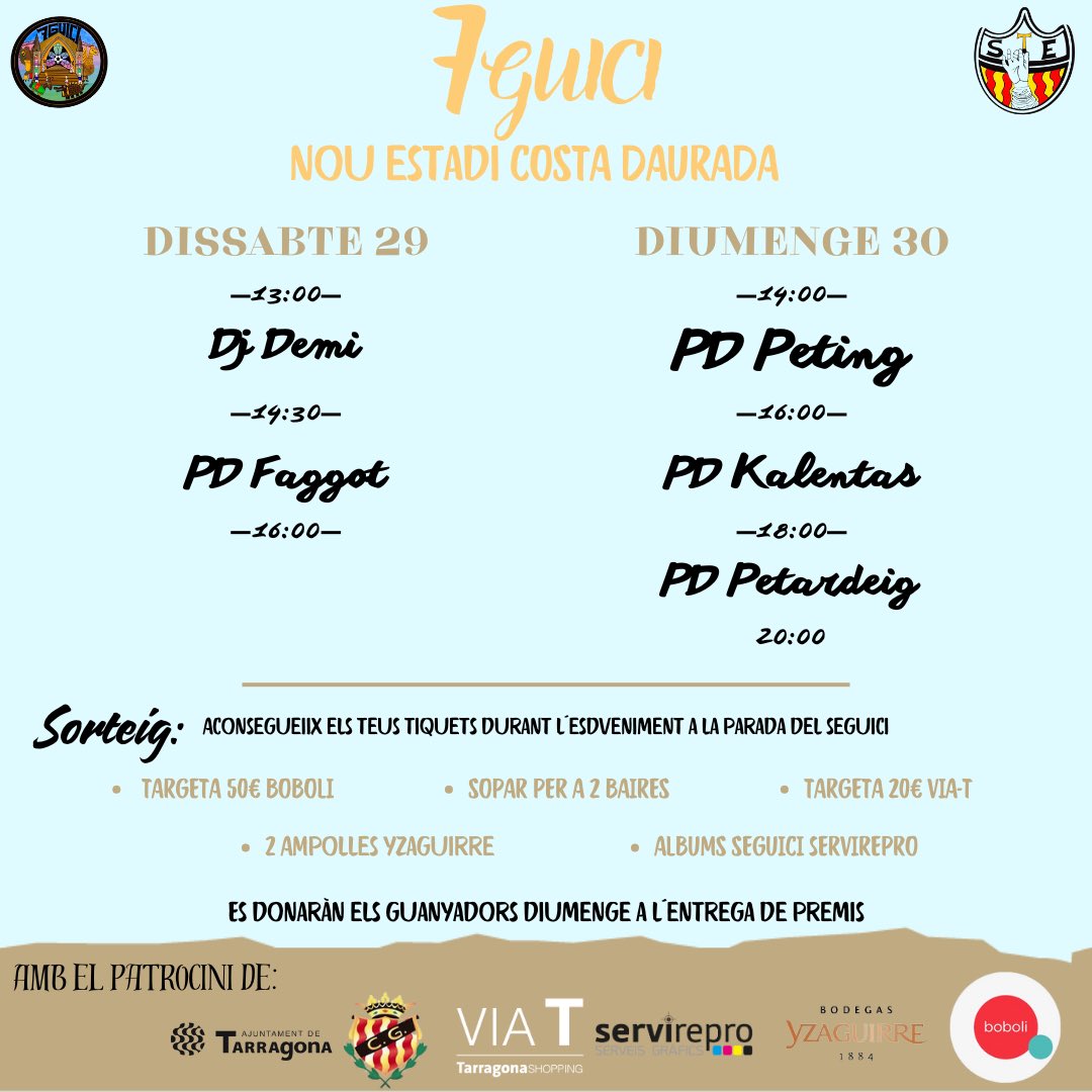 La Festa del 7GUICI🔥

Dissabte de 13h a 16h, diumenge de 14h a 20h. Tu t'ho perdràs🚨