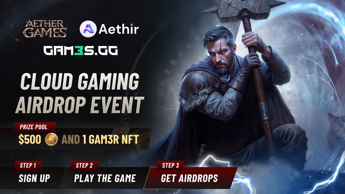 🚀 Cloud Gaming Airdrop Event! 🚀

In Partnership with <a href="/GAM3Sgg_/">GAM3S.GG</a> , and <a href="/AethirCloud/">Aethir</a> for an epic cloud gaming experience. Play now and earn a share of the $500 prize pool and 1 lucky winner will receive GAM3R NFT worth 0.5 ETH💰🎮

🔗 Play Now: gam3s.gg/aether/

Deadline: