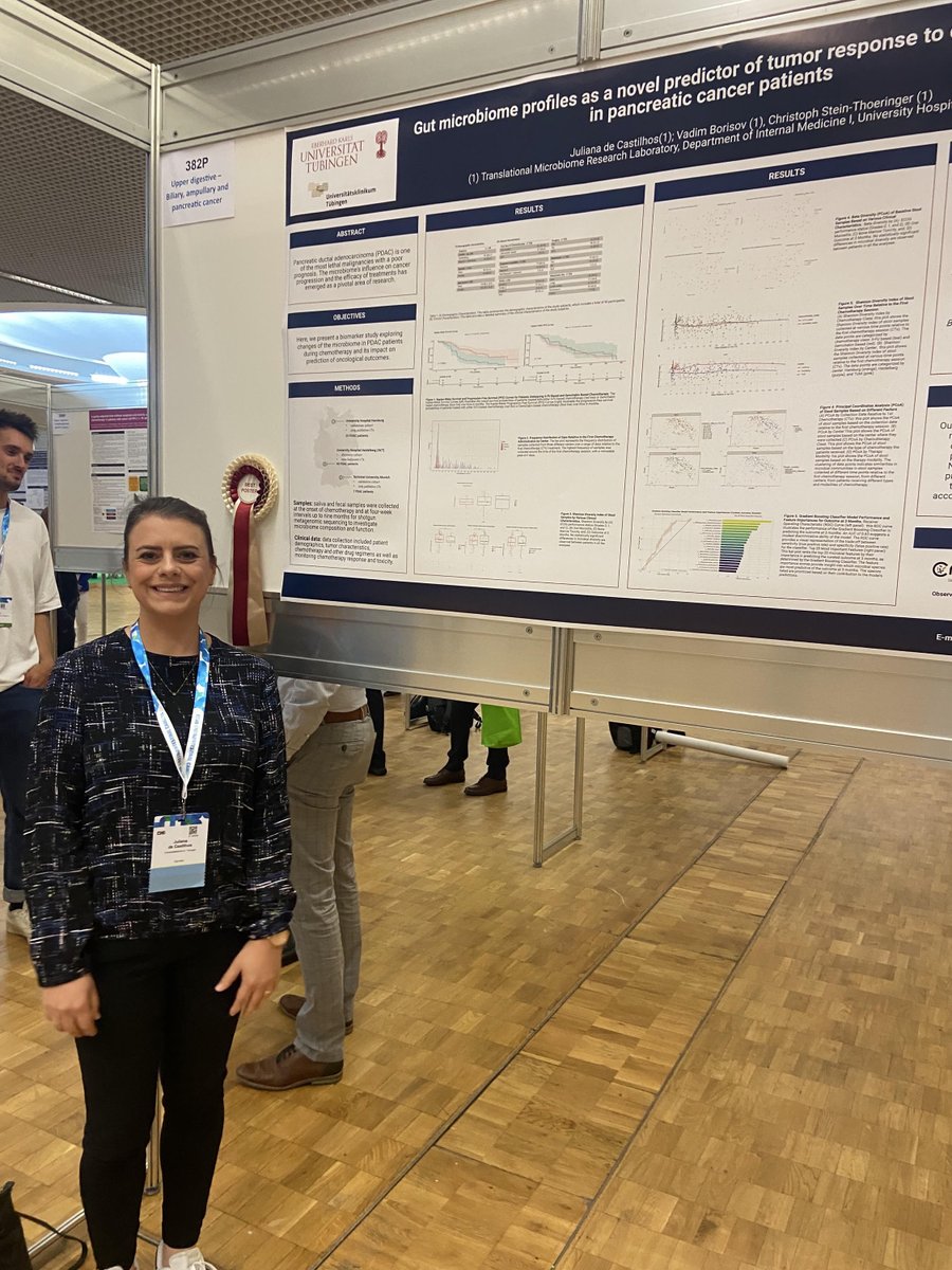 TMS lab (@tmslab2022) on Twitter photo Prime news from TMS lab: Our poster, “Gut microbiome profiles as a novel predictor of tumor response to chemotherapy in pancreatic cancer patients,” by Dr. Juliana de Castilhos <a href="/julicast80/">Juliana de Castilhos</a>, Dr. Vadim Boris
<a href="/vdmbrsv/">Vadim Borisov, PhD</a>, and Julia Galeeva, won the Best Poster Award at ESMO Congress. Prime news from TMS lab: Our poster, “Gut microbiome profiles as a novel predictor of tumor response to chemotherapy in pancreatic cancer patients,” by Dr. Juliana de Castilhos <a href="/julicast80/">Juliana de Castilhos</a>, Dr. Vadim Boris
<a href="/vdmbrsv/">Vadim Borisov, PhD</a>, and Julia Galeeva, won the Best Poster Award at ESMO Congress.