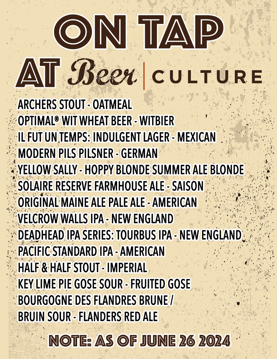 ON TAP AT BC as of yesterday June 26! 🍺🍺🍺
Come pick yer fave!  WE OPEN AT 3pm
Please note this is as of June 26, 2024, so some of the selections might not be available, depending on people's thirst level!
#beerculture #beerculturenyc #hellskitchen #craftbeer #OnTapNow