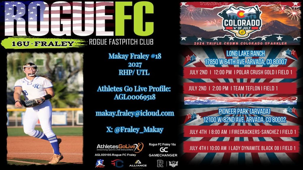 Colorado Sparkler schedule!!
