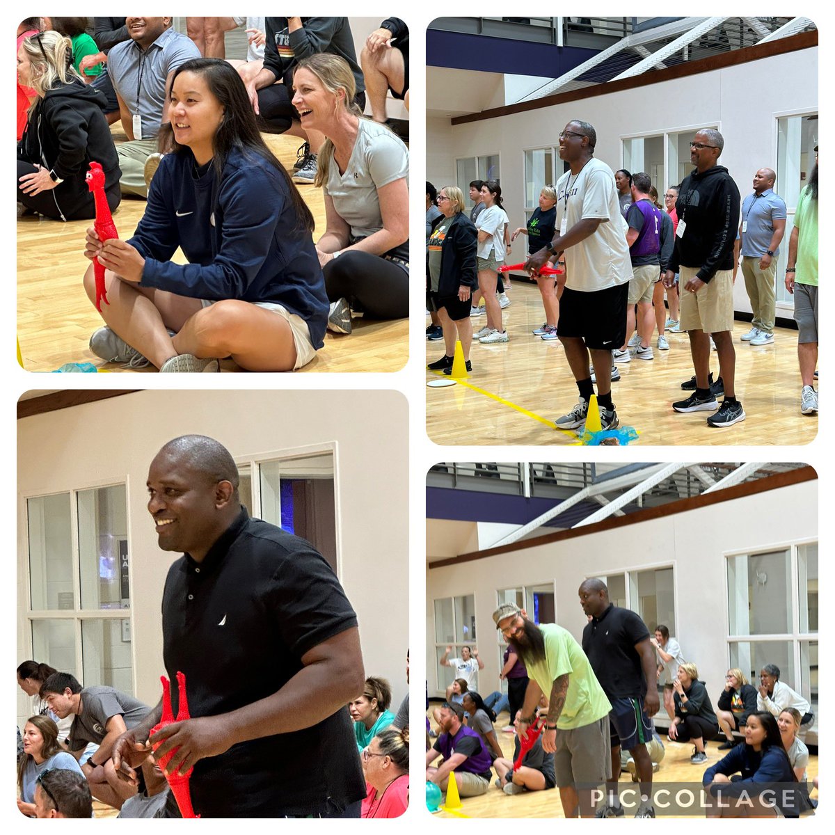 SheilaVAHPE's tweet photo. There is nothing so joyful as the smiles a rubber chicken can bring to a group of teachers! Thanks @CoachVedder_HPE for the most fun adults can have possibly have at PD. The chicken will definitely be back in 2025! @JMU_CTA @OPENPhysEd @UVACAPE1 @hpede_vadoe https://t.co/wZqSyzvVDe