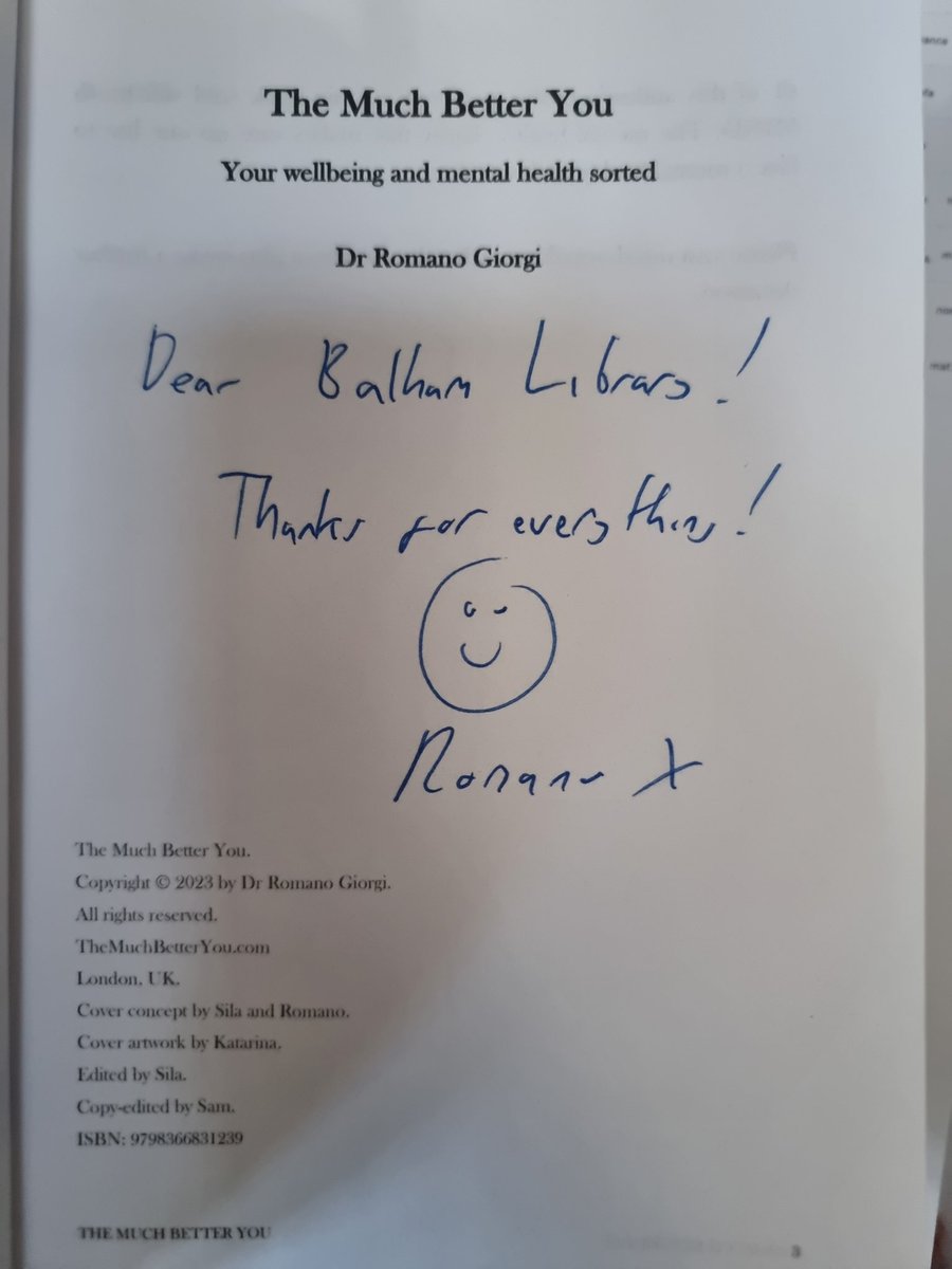 Im_Negomi's tweet image. I love a local author event at a local library ! ✨️📚🖤
Thank you, Romano Giorgi for visiting #BalhamLibrary to talk abt &apos;The Much Better You: Your wellbeing and mental health sorted&apos; a really insightful (&amp;amp; amusing) talk on an important topic! 
@Better_Balham @wandsworthlibs