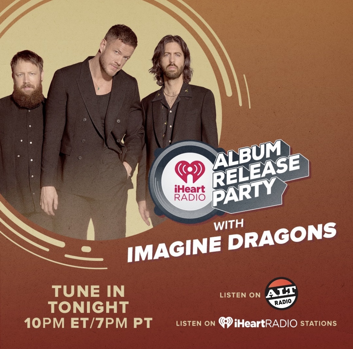 TONIGHT! Get ready for the <a href="/Imaginedragons/">Imagine Dragons</a> Album Release Party! 🤩 Listen exclusively on <a href="/iHeartRadio/">iHeartRadio</a>! ❤️‍🔥 What songs do you want to see them perform?
