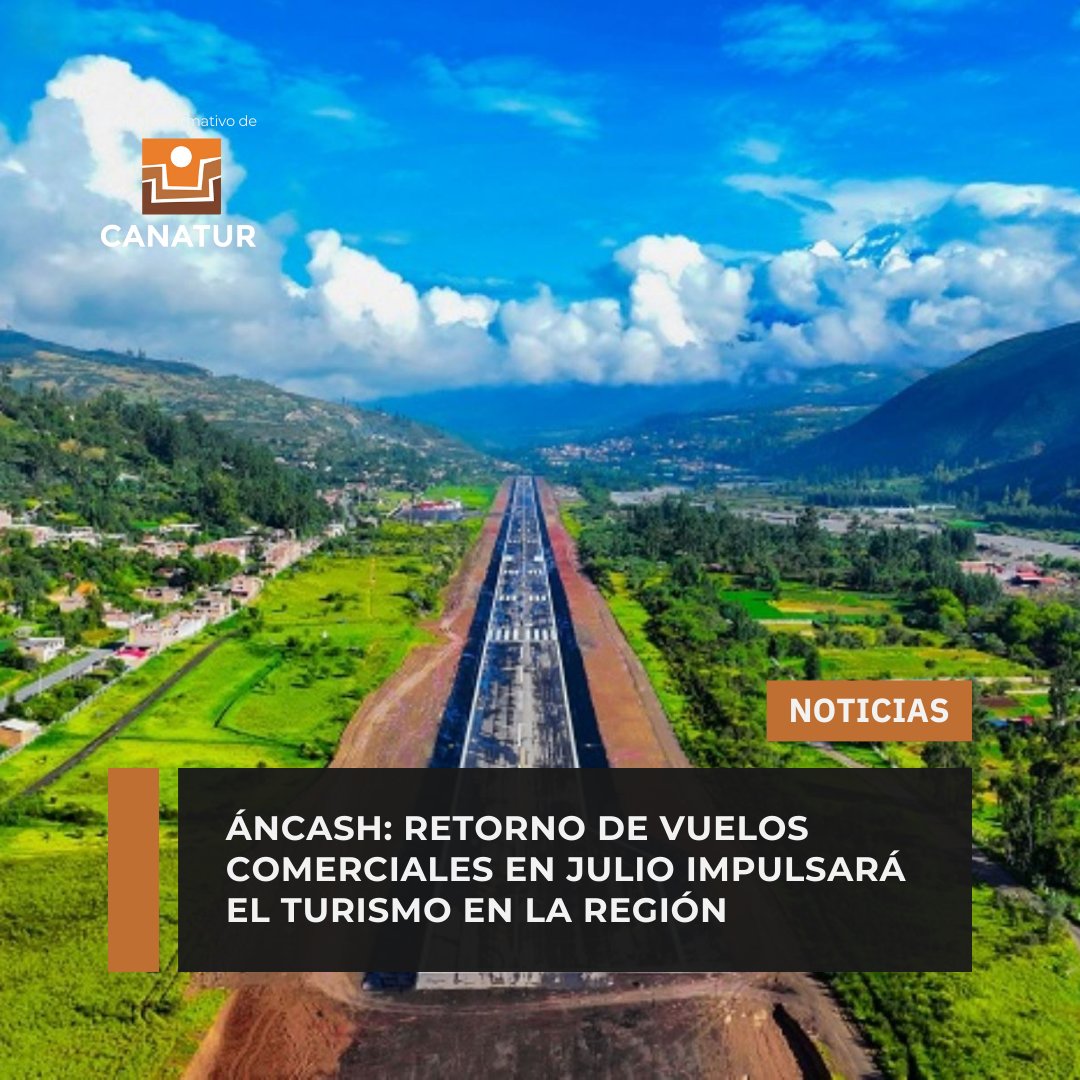 CanaturdelPeru's tweet image. El 01 de julio, comenzando con un vuelo desde Lima, se dará comienzo a la reactivación de vuelos comerciales en la región. Según Fabián Noriega, gobernador regional, se calculan 70.000 visitantes por esta vía hasta finales de año.

#perú #turismo #áncash #vuelos