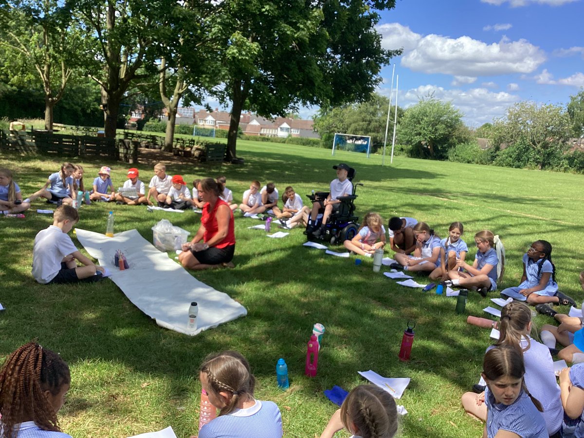 CTKPrimaryCov's tweet photo. Year 4 had a super time tie dying on the field. Lots of different colour blends and techniques. Next step sewing! Wish us luck. #jugglingballs #dtatctk @TheHolyCrossMAC https://t.co/RI8zcNQvAD
