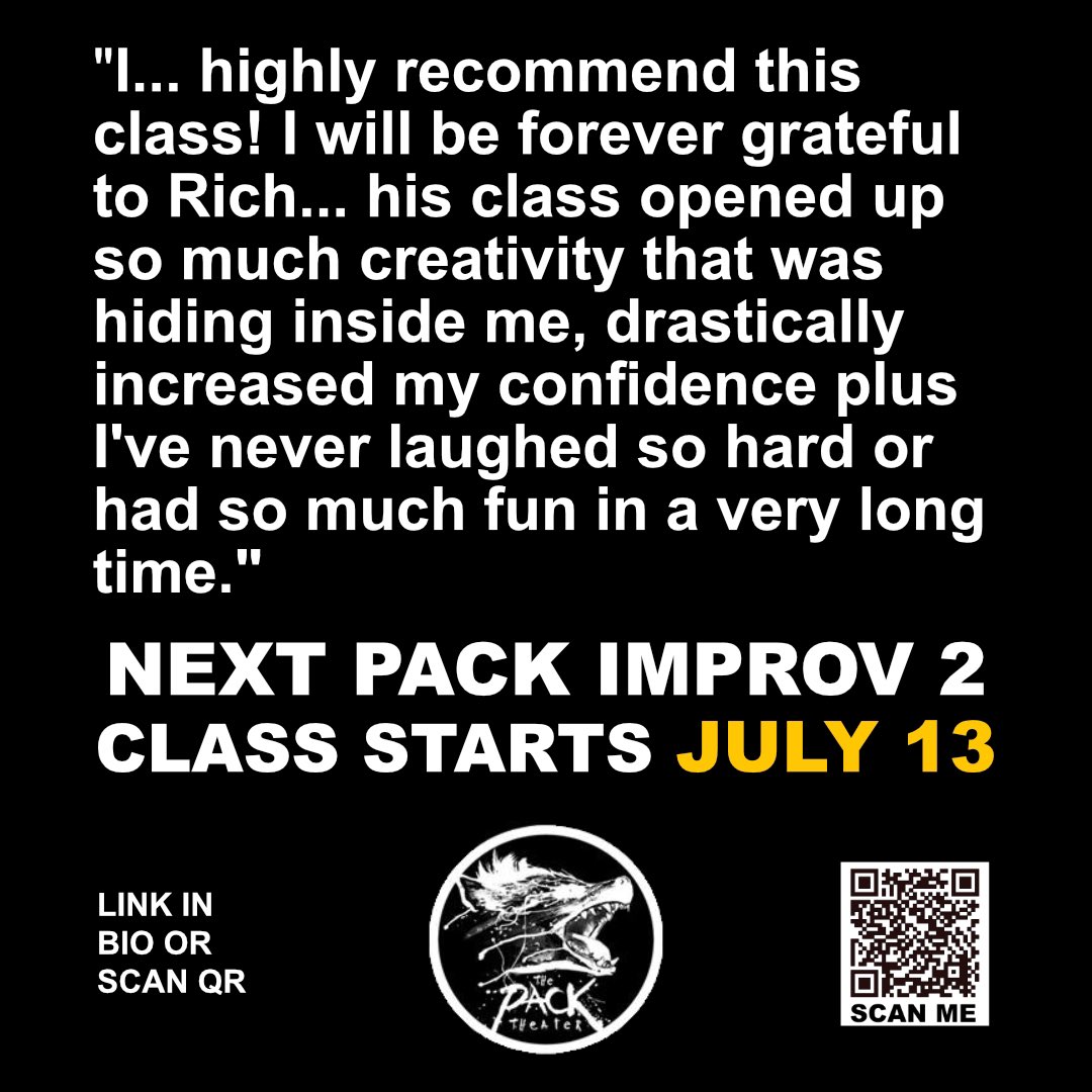 R_Sohn's tweet photo. Have fun becoming a better, more confident improviser!

#improvisation #comedy #acting #actor #fun #onlineclass #impro #improvisor #improviser #livetheater #improvcomedy #funny #hilarious #performingarts #theatrelover #LA #losangeles #thingstodoinLA #actingclass https://t.co/VmzJu6guMb