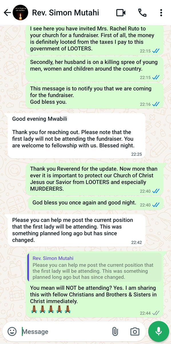 mwabilimwagodi's tweet photo. REVEREND MUTAHI HAS CLARIFIED THAT MRS. RACHEL RUTO SHALL NOT BE ATTENDING THE LAVINGTON UNITED CHURCH FUNDRAISER FOR THE NEW SANCTUARY ON SUNDAY 30TH JUNE 2024. 

PRAISE JESUS! https://t.co/sfAAidgfq7