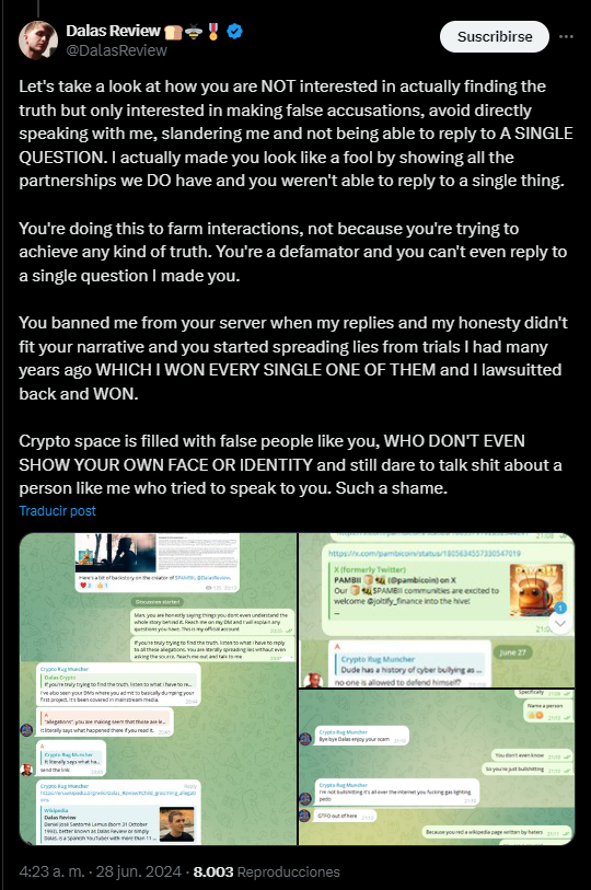 Cryptobruj's tweet photo. Dalas peleandose con el gringo que llamó SCAM a $pambii jajajjajajajaja

WHAT GAME DID WILLYREX MAKE?! https://t.co/iXZ8bRdEBL