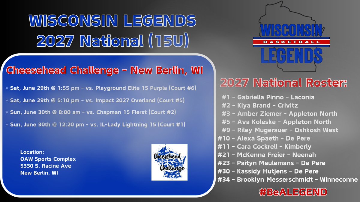 Our LEGENDS will be back in ACTION this weekend <a href="/WisImpact/">Wisconsin Impact</a> Cheesehead Challenge🧀Looking forward to a great event as we hit the HOME stretch of the season #BeALEGEND #LEGENDSLiveHERE