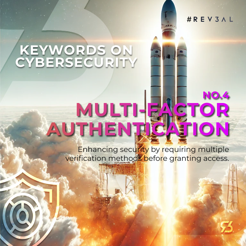 Rev3alTech's tweet photo. Keywords on Cybersecurity: "No. 4 Multi-Factor Authentication: Enhancing security by requiring multiple verification methods before granting access." #CyberSecurity #Rev3alTips #Rev3al #Info #Trend #Trending #Data #DataProtection #Encryption https://t.co/ieDT814TXx