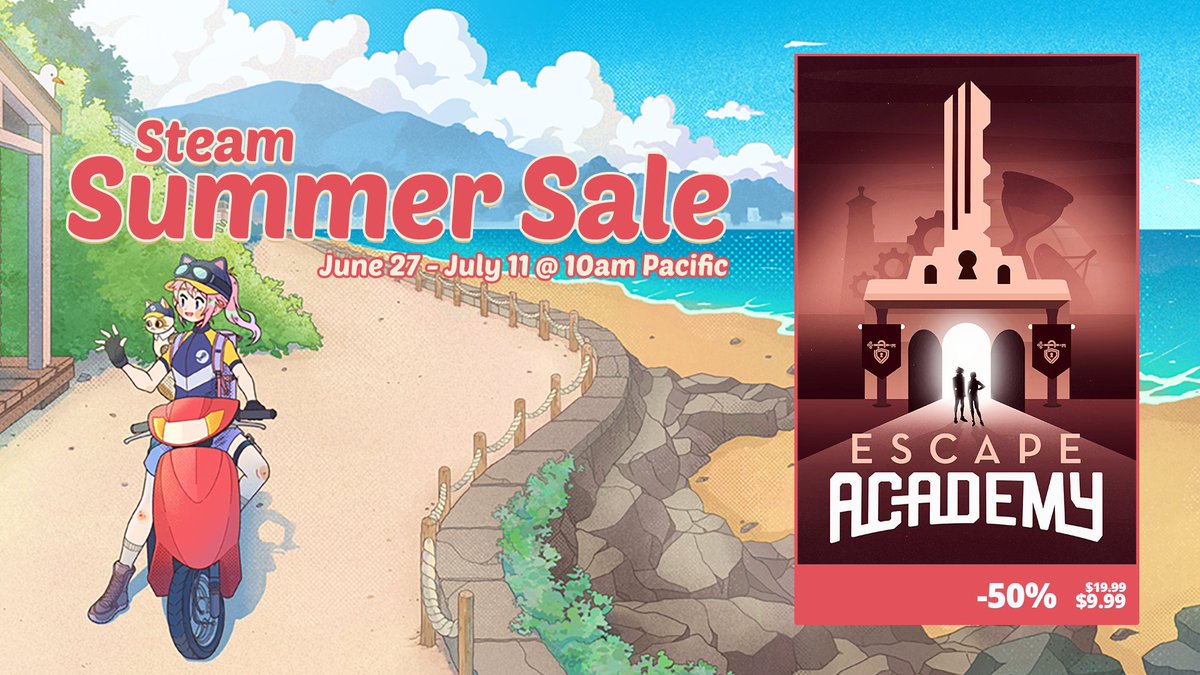 Summer's here! 

So it's the perfect time to...go to school?! ✏️

Escape Academy is now 50% OFF for the Steam Summer Sale! WOAH! 

Grab a friend and start puzzlin': bit.ly/EscapeAcademy