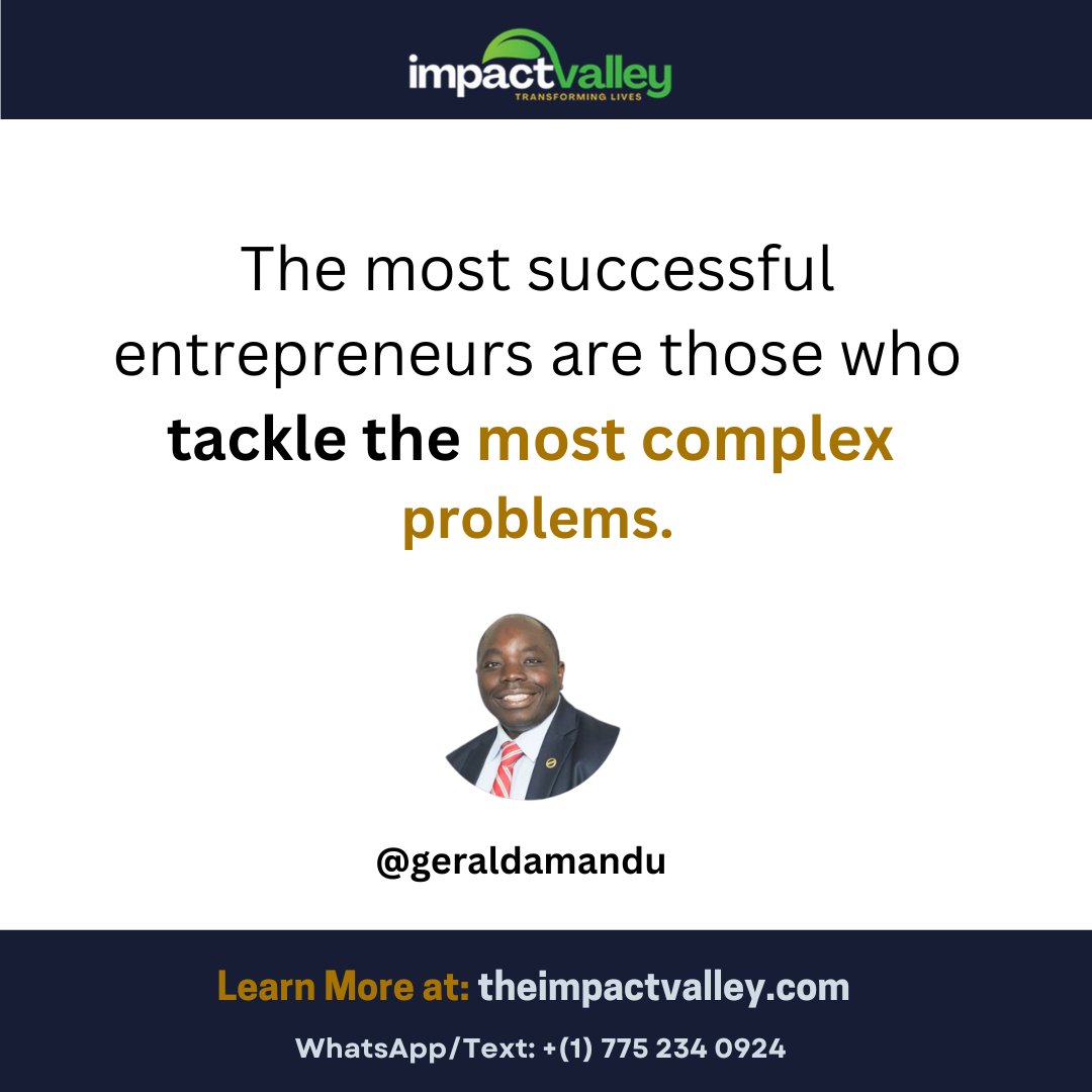 GeraldAmandu's tweet image. The most successful entrepreneurs tackle the most complex problems! 
🌟 Your best bet for success is to identify real, challenging issues and creating innovative solutions. 
Be obsessed and turn problems  into opportunities
#InnovativeThinking #ComplexProblems #SuccessMindset