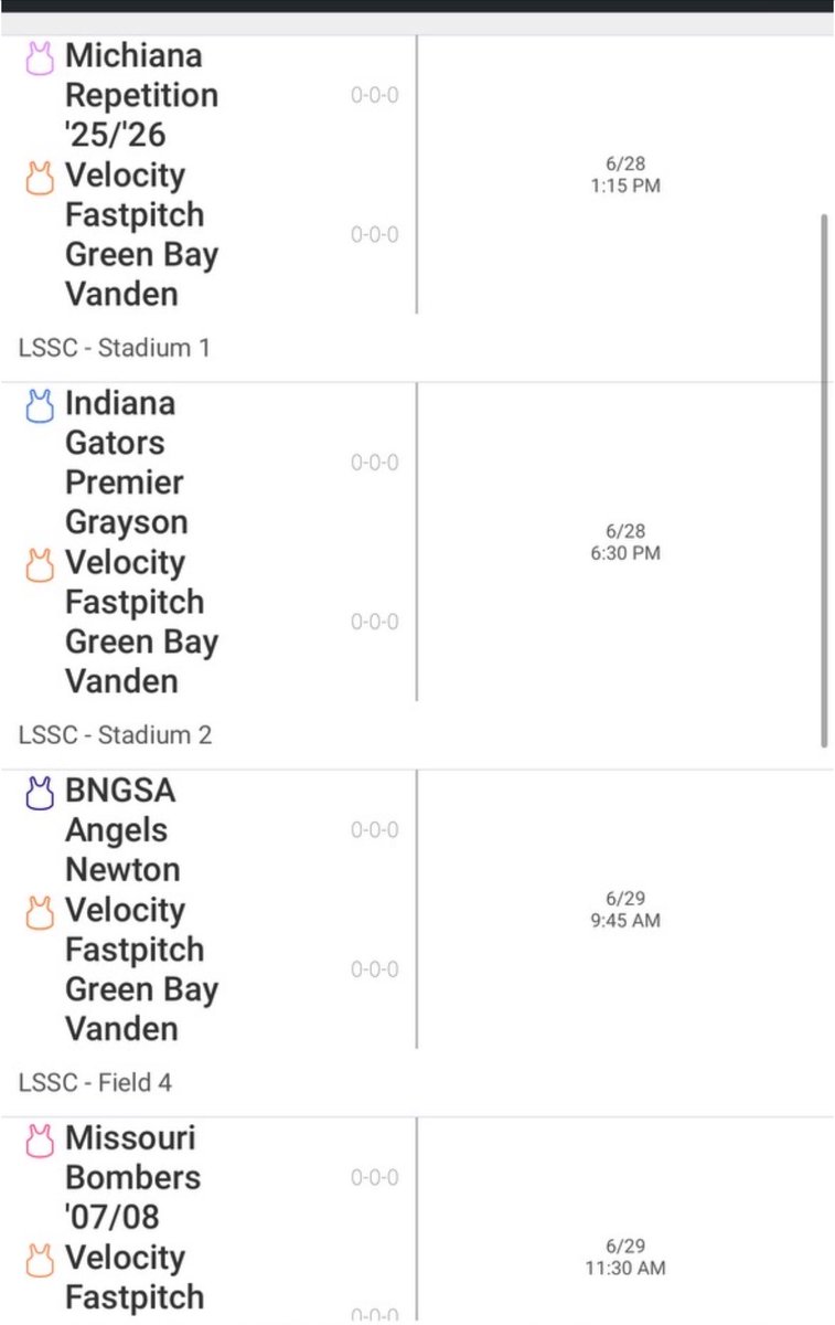 I’m excited to play in the Top Gun Patriot tournament in Peoria, IL this weekend! Here’s my schedule!!
<a href="/Velo_Softball/">Velocity Softball</a>  <a href="/Velocity_GB/">Velocity Performance Training</a>