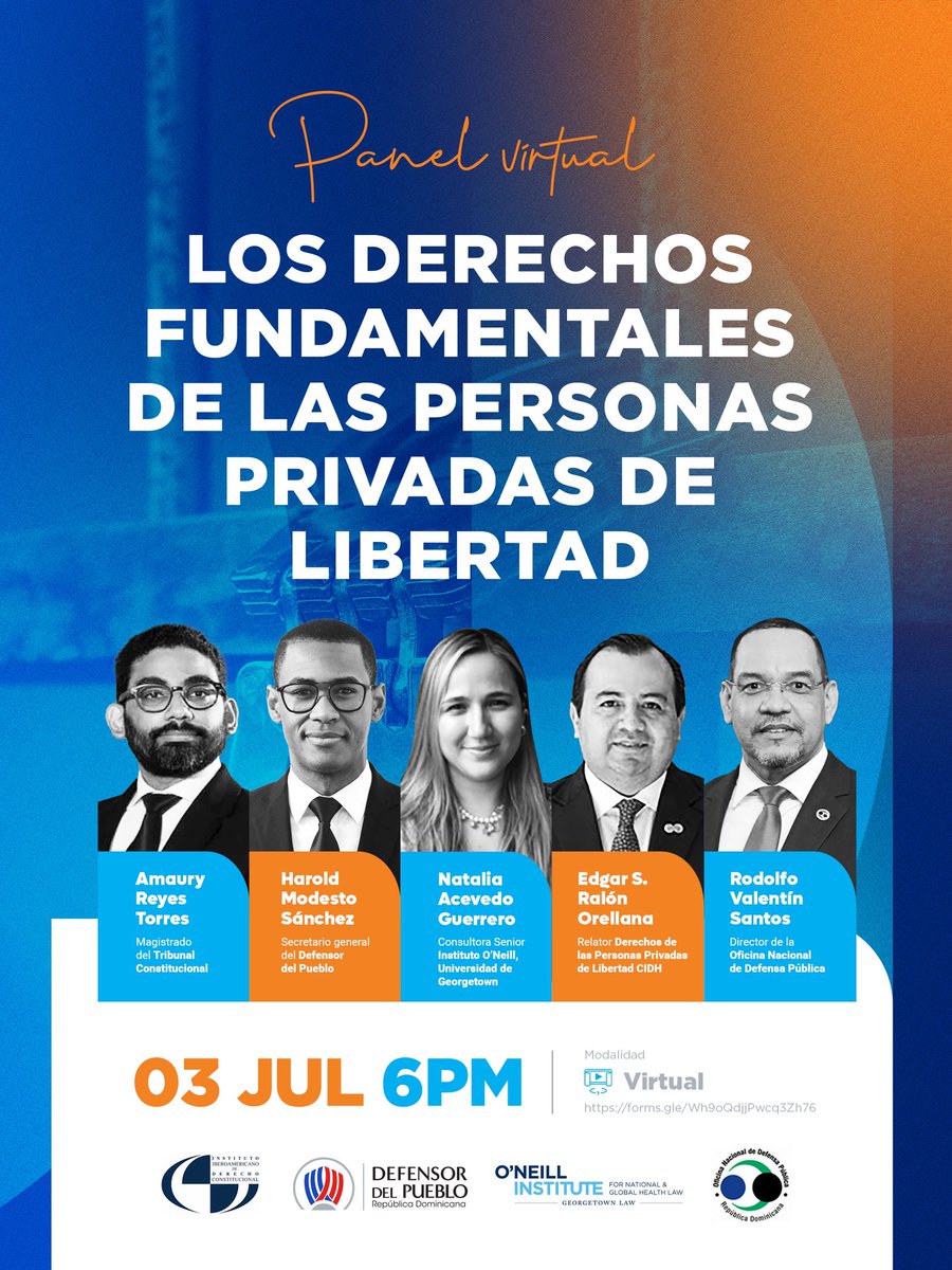 hbacostas's tweet photo. La Seccional Dominicana del Instituto Iberoamericano de Derecho Constitucional invita a esta actividad virtual, junto al Instituto O’Neill de la Universidad de Georgetown, el Defensor del Pueblo RDy la Defensa Publica RD. Ver enlace de inscripción. https://t.co/OwssT4kmik
