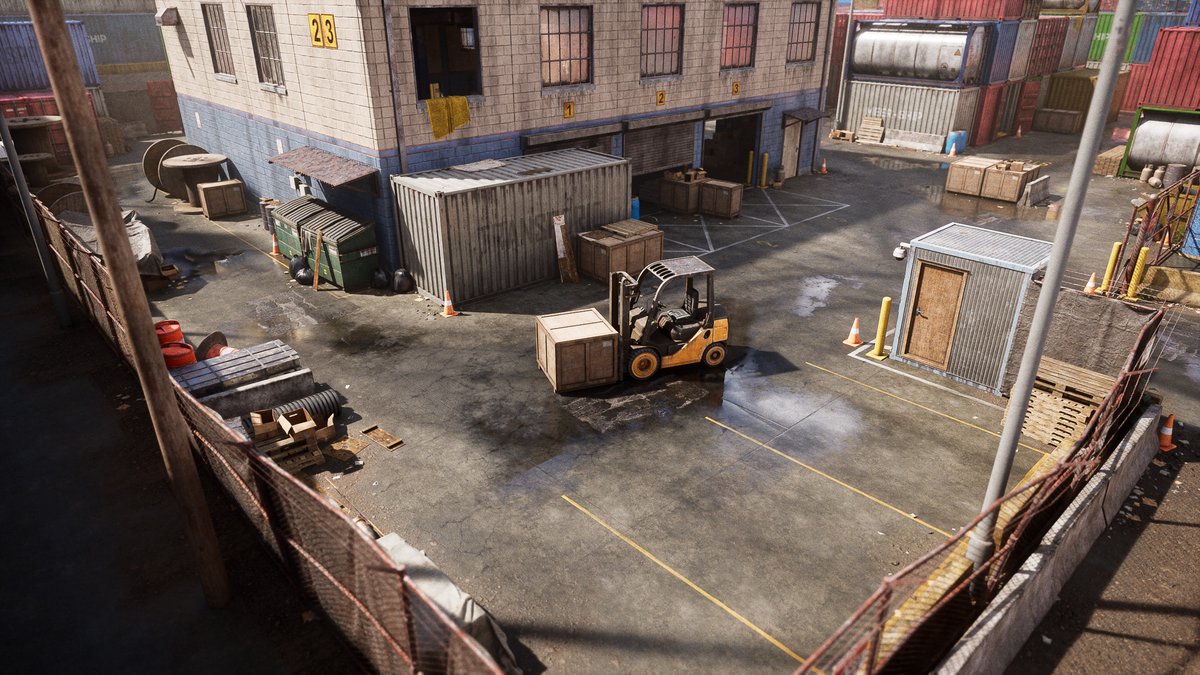 It's done! I finished my container yard environment. My goal with this one was to create a multiplayer map that could fit right into a shooter game. I really like the end result! 

Link to the Unreal Marketplace and the Artstation post below⬇️