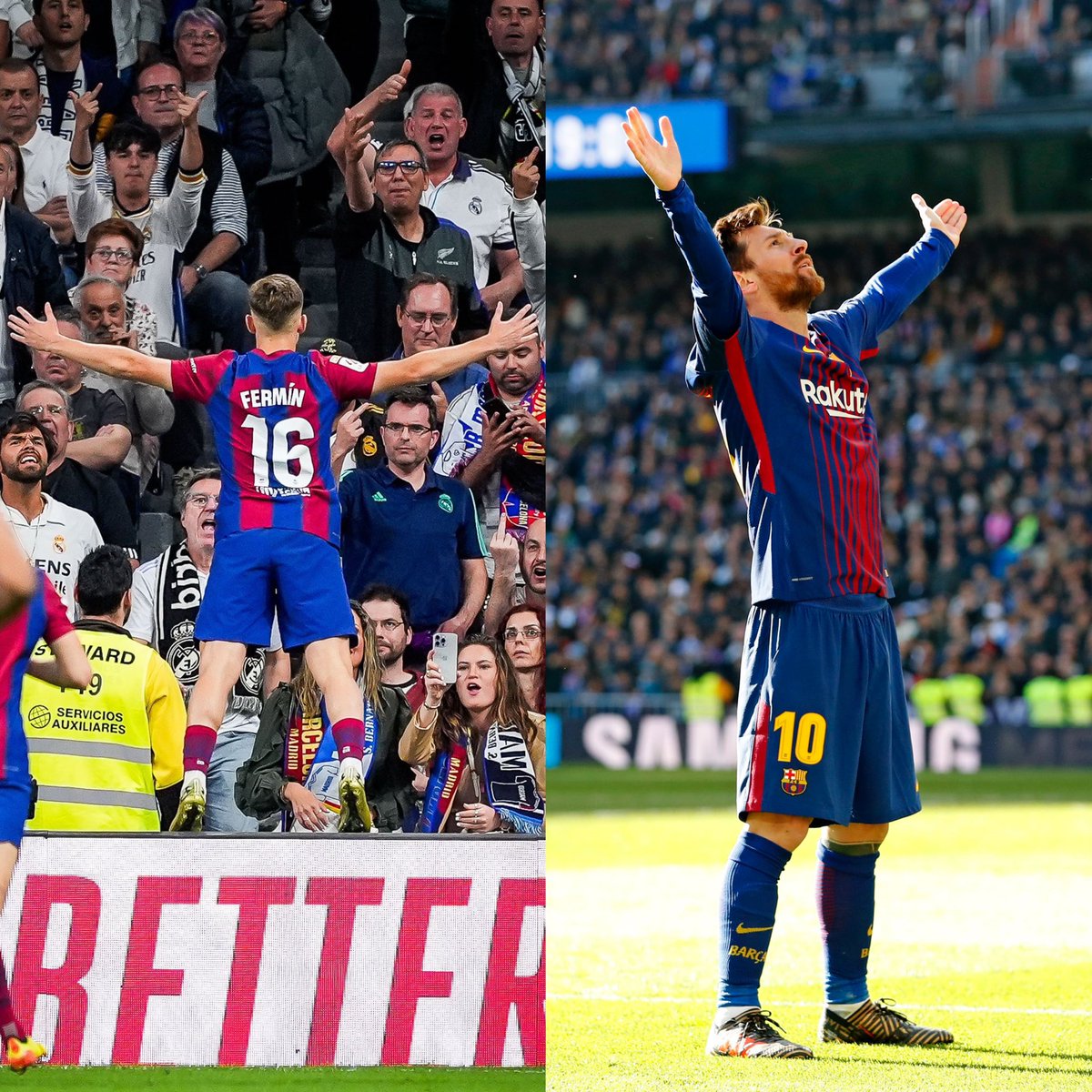 • Celebrating at the Bernabeu the Bellingham way?

Fermin Lopez: "I celebrated like this because this is the way Messi celebrated and not because of Bellingham." <a href="/sport/">Diario SPORT</a> 🔥