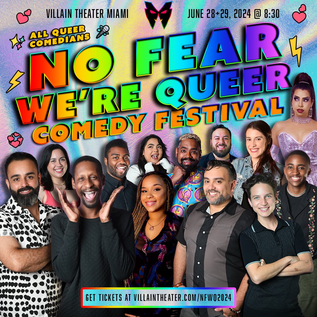 🌈 Join us for the No Fear We’re Queer Comedy Festival on June 28th &amp; 29th at 8:30pm with a spectacular blend of sketch comedy, stand-up, improv, and more from an all queer cast. 🎭✨

Tickets: villaintheater.com/nfwq2024
.
.
.
.
#VisitMiamiLGBTQ #VillainTheater #SketchComedy