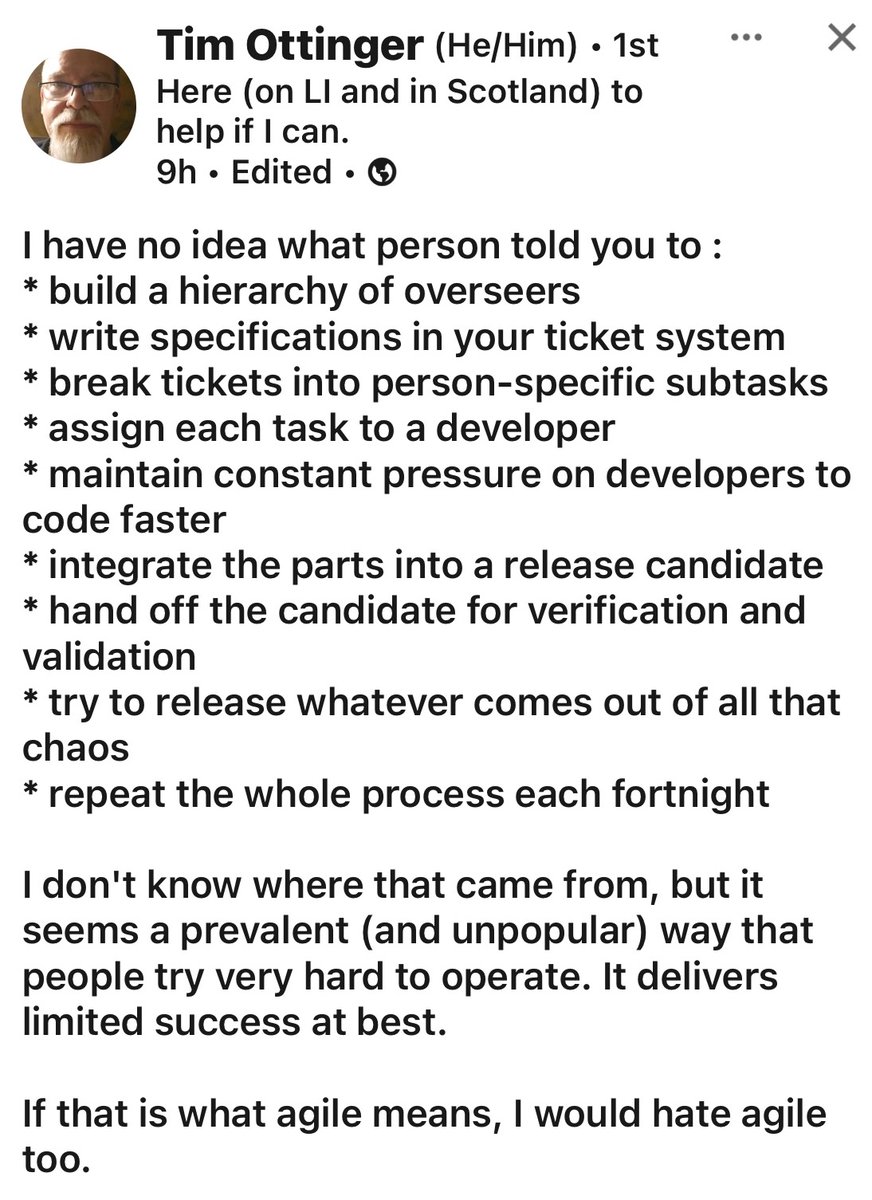 From <a href="/tottinge/">Tim Ottinger</a> (over on LinkedIn). Couldn't agree more.