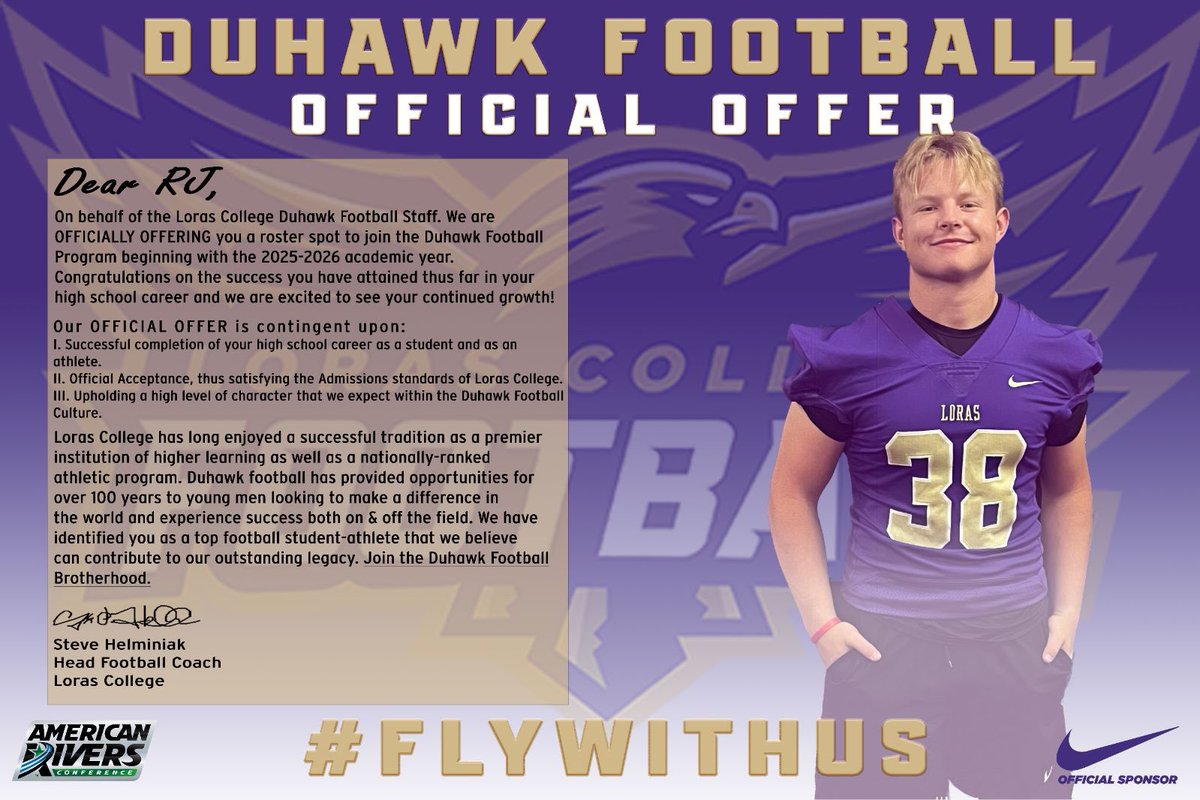 SR LB RJ Carnes received his first offer to Loras College Football 

#WINANYWAY #DAYBYDAY