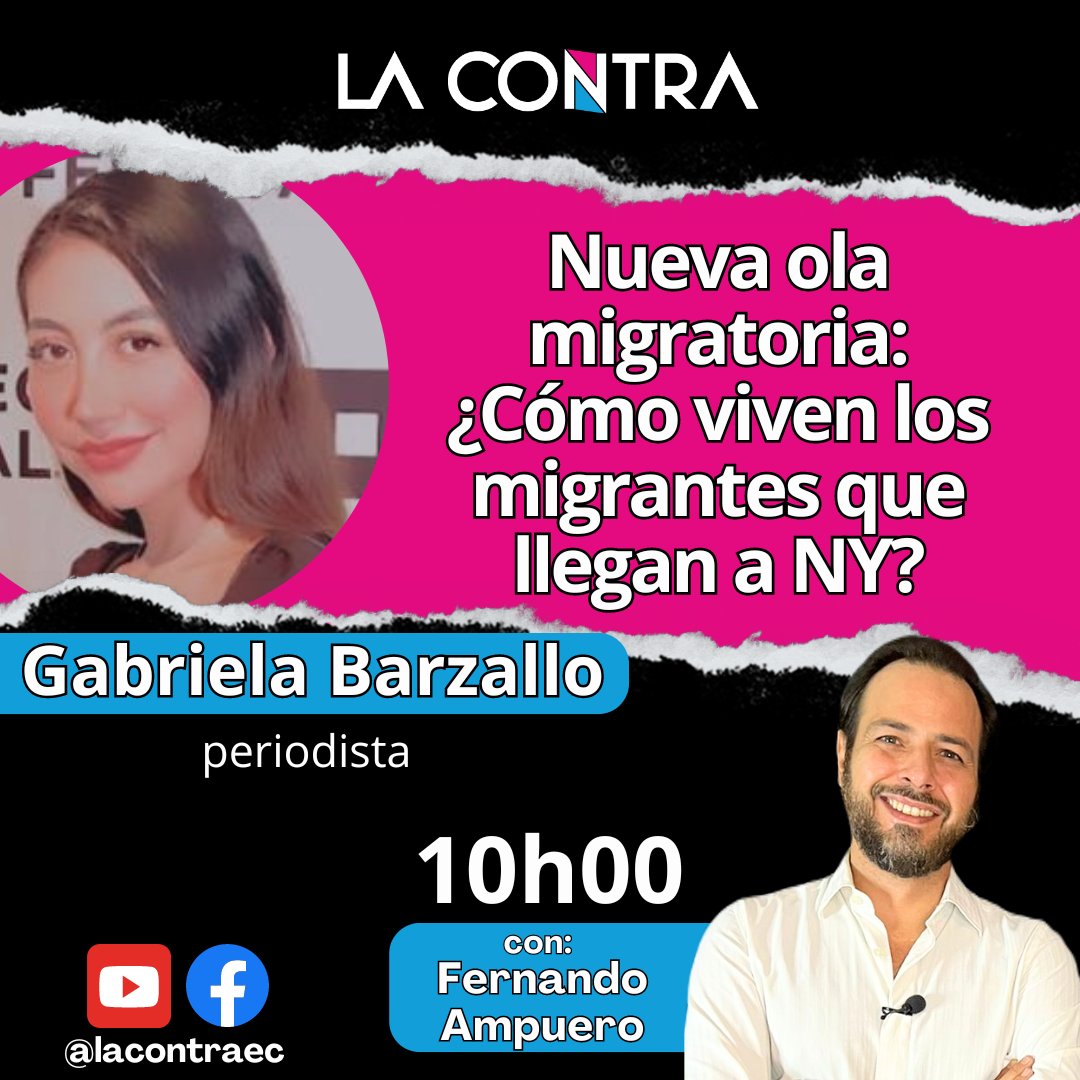 #Entrevistas🗣️| Mañana nos acompañará la periodista <a href="/gabybarzallo/">Gabriela Barzallo</a>, para hablar sobre la nueva ola migratoria ecuatoriana a Estados Unidos y cómo están viviendo en Nueva York. No te pierdas la entrevista con <a href="/AMPUEROF/">AMPUEROF</a>.

Suscríbete. ⬇️
🔗bit.ly/3OWQ3D5