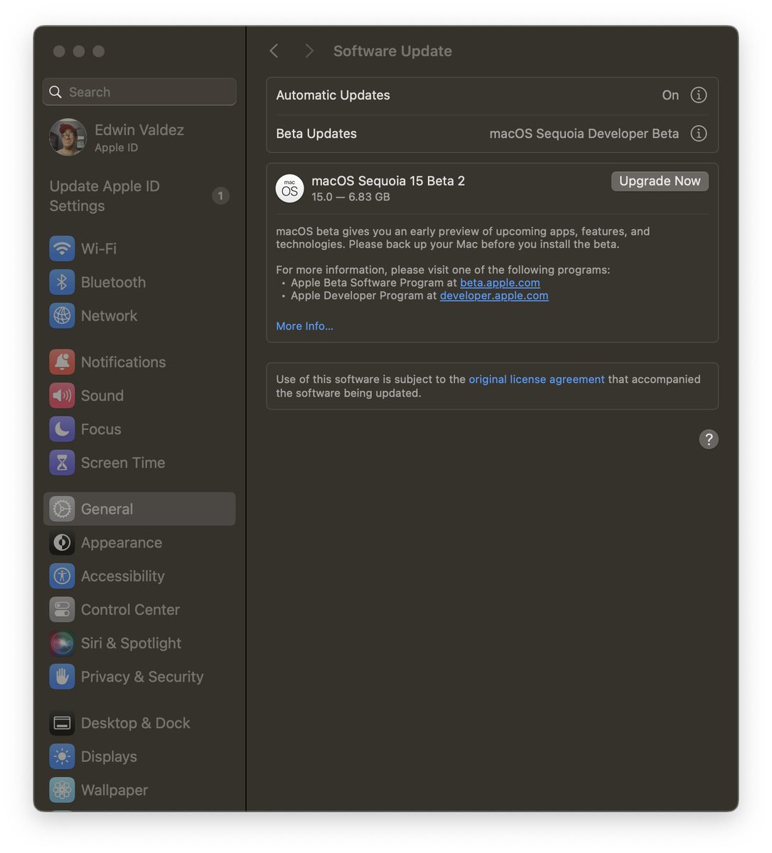 EdwinValdezEXD's tweet image. Apple Automatic Updates NEW! Go!
macOS Sequoia 15 Beta 2
15.0 - 6.83 GB

Please let us barbecue here visit and macOS Sequoia Developer Beta

#apple #automaticupdates #macOS #sequoia #beta #macOSsequoia15
