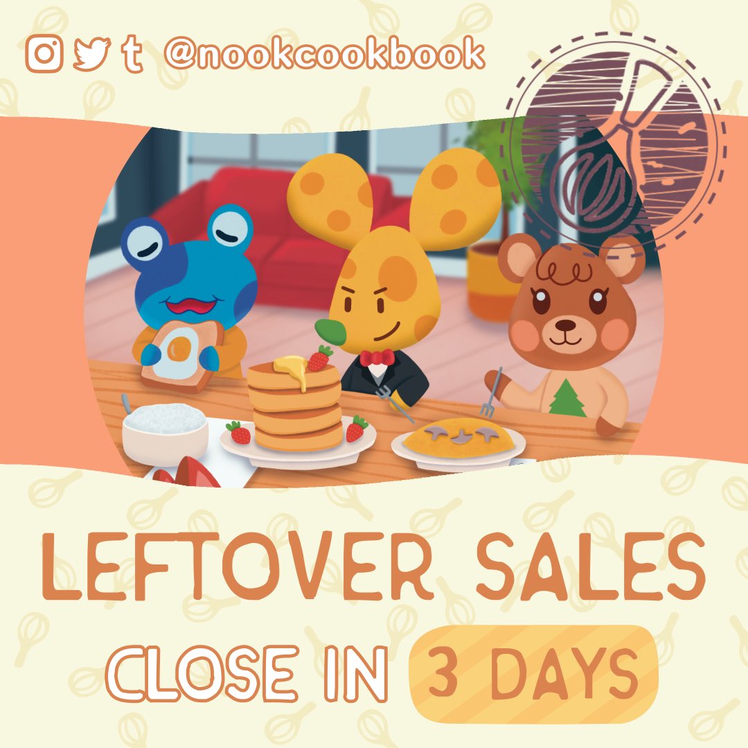 🥞🍽️ JUST THREE DAYS LEFT!! Leftover sales close for Nook Cookbook on June 30th! Don’t miss your chance, buy a copy at nookcookbook.bigcartel.com!