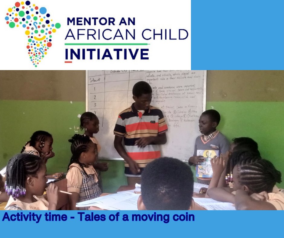 Caption of our kids having an activity of a moving coin...