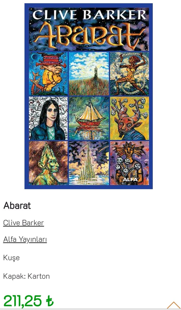 Burayı artık çok kullanmıyorum ama çok güzel bir fırsat gördüğüm için yazıyorum. Alfa Kitap'ın 5 kitap 195 TL kampanyasında Clive Barker'ın Abarat'ı da var. Diğer indirimli kitaplar pek iç açıcı değil ama uydurursunuz bir şeyler.