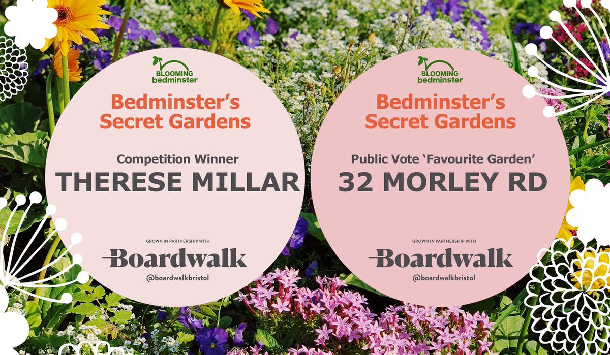 Thanks for supporting Bedminster's Secret Gardens. We raised over £4000 to give out as small grants to community gardening and environmental projects across BS3. Congratulations to the winner of our feedback survey draw and Mark whose garden was voted favourite garden by visitors