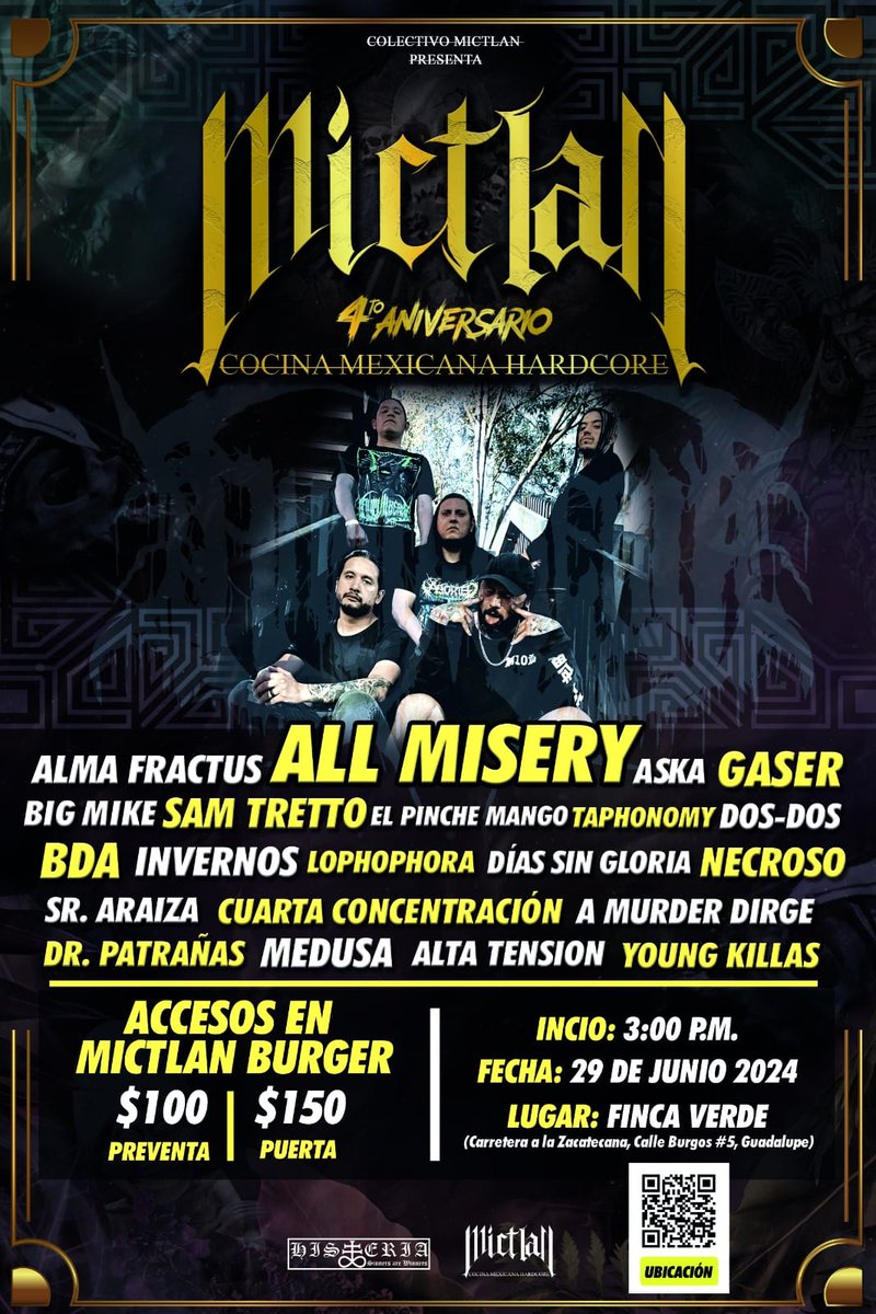 El Llamado de la Bestia (@llamadobestia) on Twitter photo 29 de Junio en el 4to Aniversario de #MictlanBurguer en #Zacatecas se presentan <a href="/AllMiseryMetal/">All Misery</a> #AMurderDirge #DiasSinGloriaHC y mucho mas bandas. 29 de Junio en el 4to Aniversario de #MictlanBurguer en #Zacatecas se presentan <a href="/AllMiseryMetal/">All Misery</a> #AMurderDirge #DiasSinGloriaHC y mucho mas bandas.