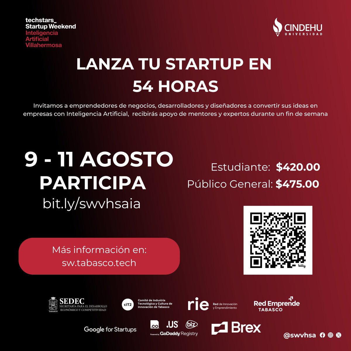 "El mercado de desarrollo de software crecerá un 22% en los próximos 5 años. ¡Prepárate para el futuro en Cindehu!",  Inscríbete y asegura tú participación y lanza tu #Startup en 54 horas, #Cindehu #googleforstarups, #sedec, #redemprendetabasco