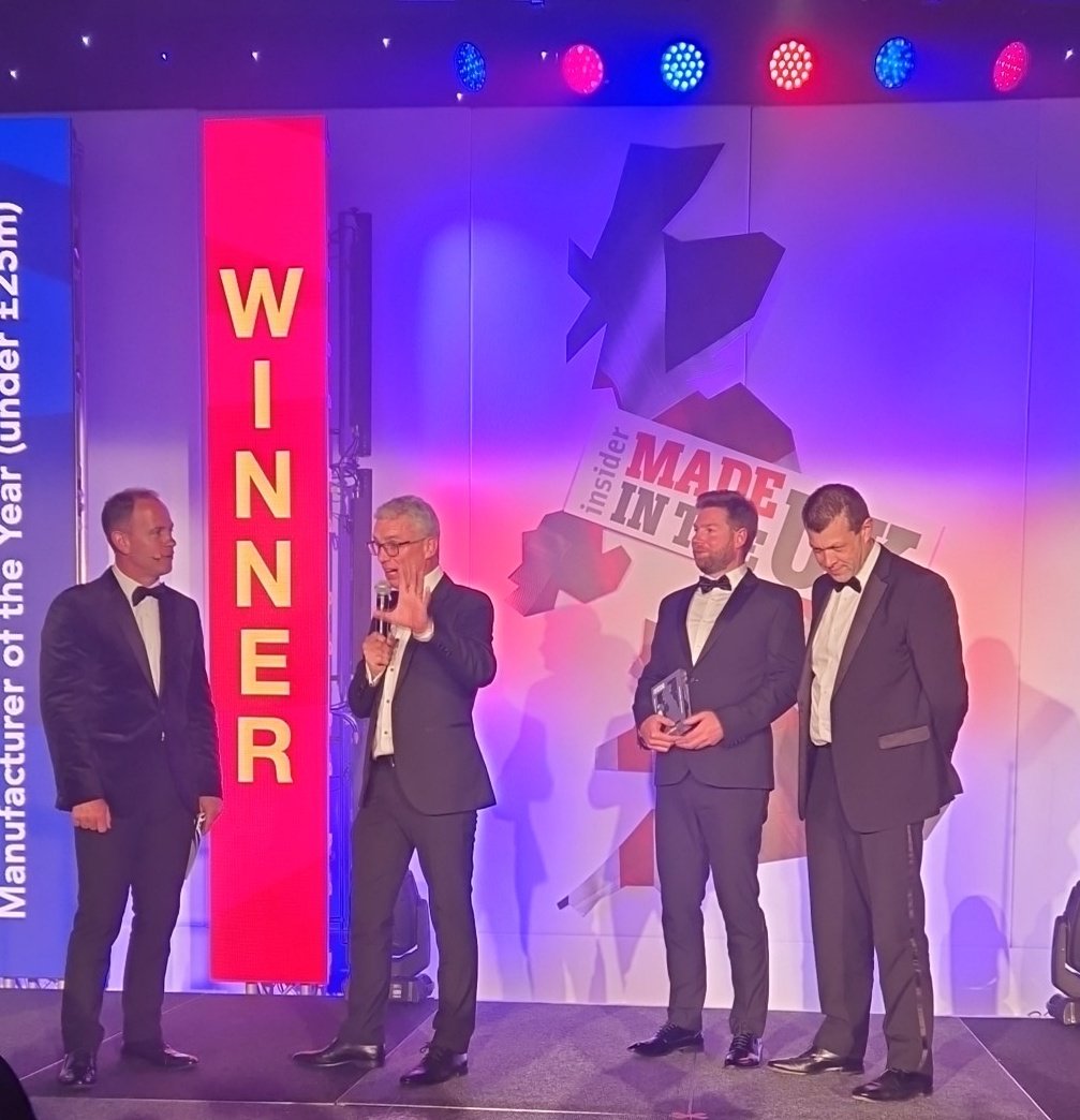 Penultimate award is Manufacturer of the Year (under £25m) is Northern Ireland-based Denroy #insidermadeinuk