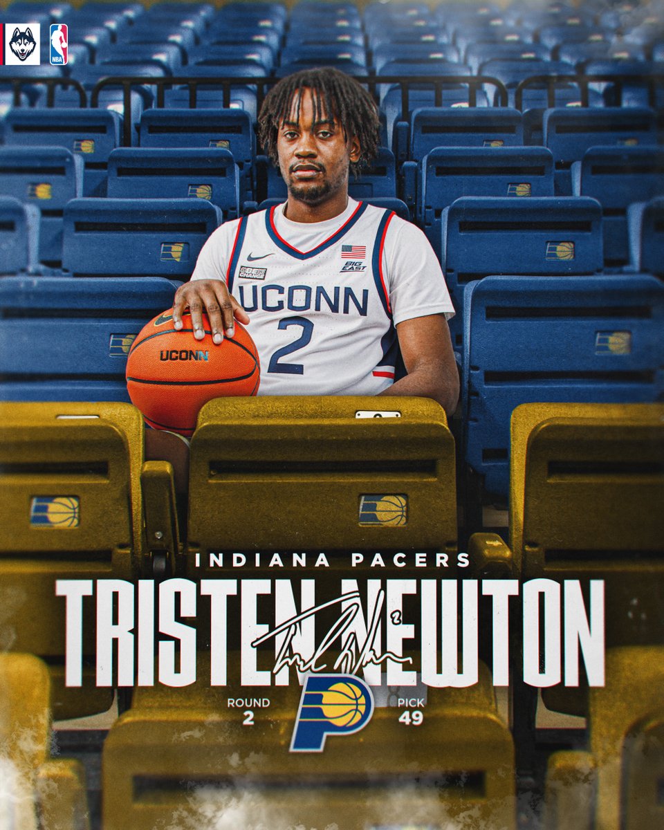 UConnMBB's tweet photo. TNew to Indiana! 💪

@D1Tristen has been selected with the 49th pick in the #NBADraft by the @Pacers 

#EVERYTHING https://t.co/x2nfsT12j2