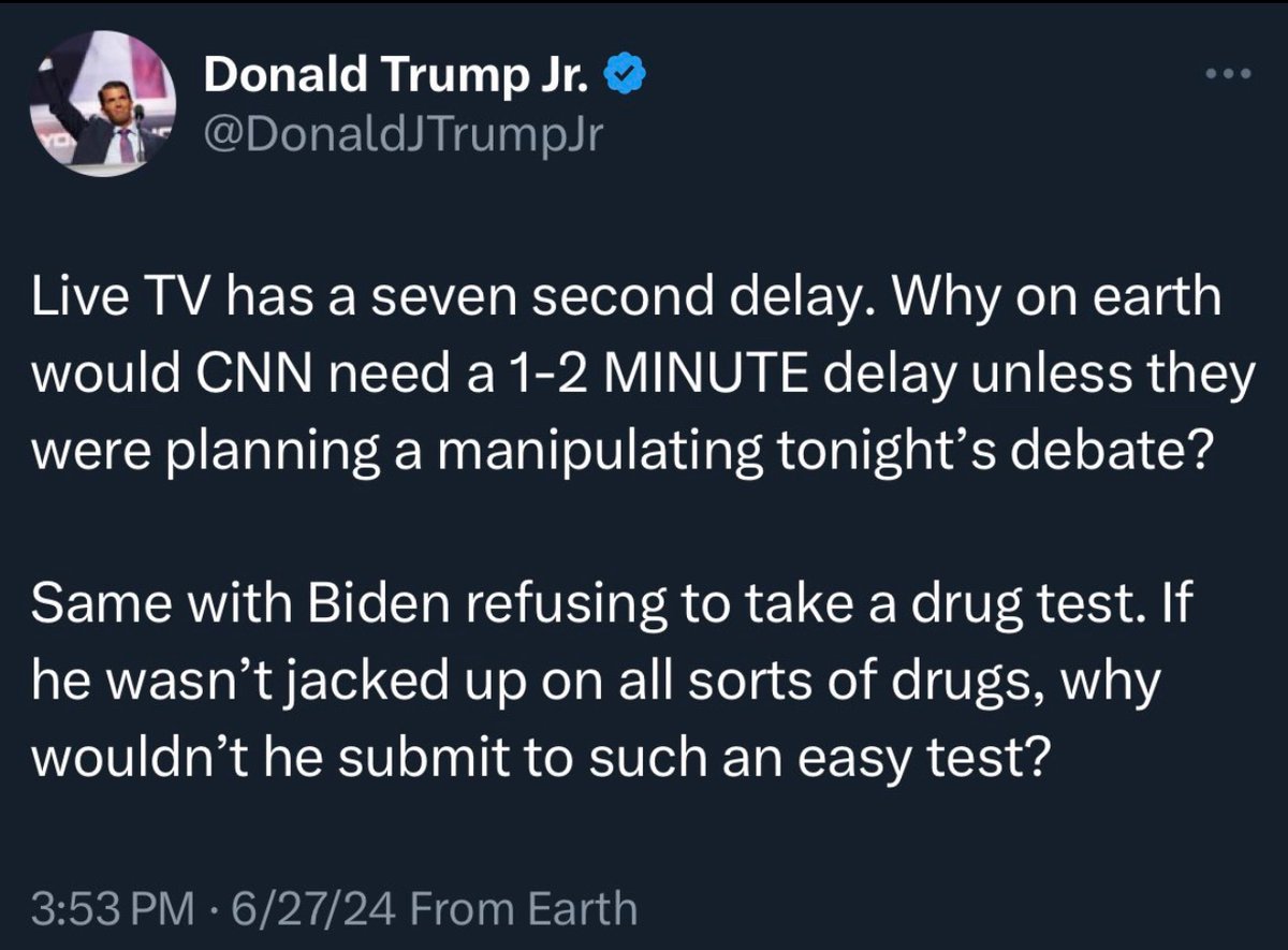 Mr Cokie Coke talking about drug test is rich, not Ivanka leveraging her White House job rich, but rich none the less.