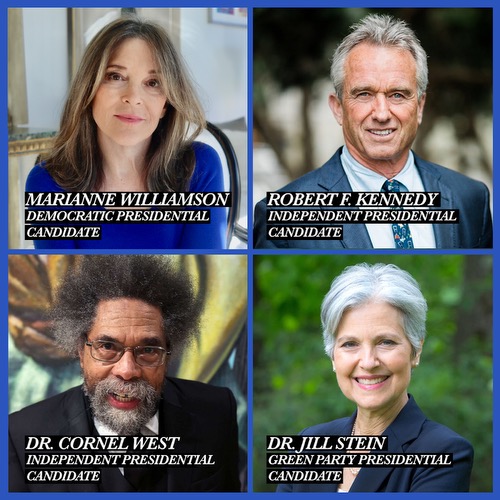 SDonziger's tweet photo. The two corporate-controlled political parties in the U.S. are holding a "presidential debate" tonight that excludes the most courageous and transformative candidates. Why? 

Not how a real democracy works. ⬇️ https://t.co/pCWeznjVDW